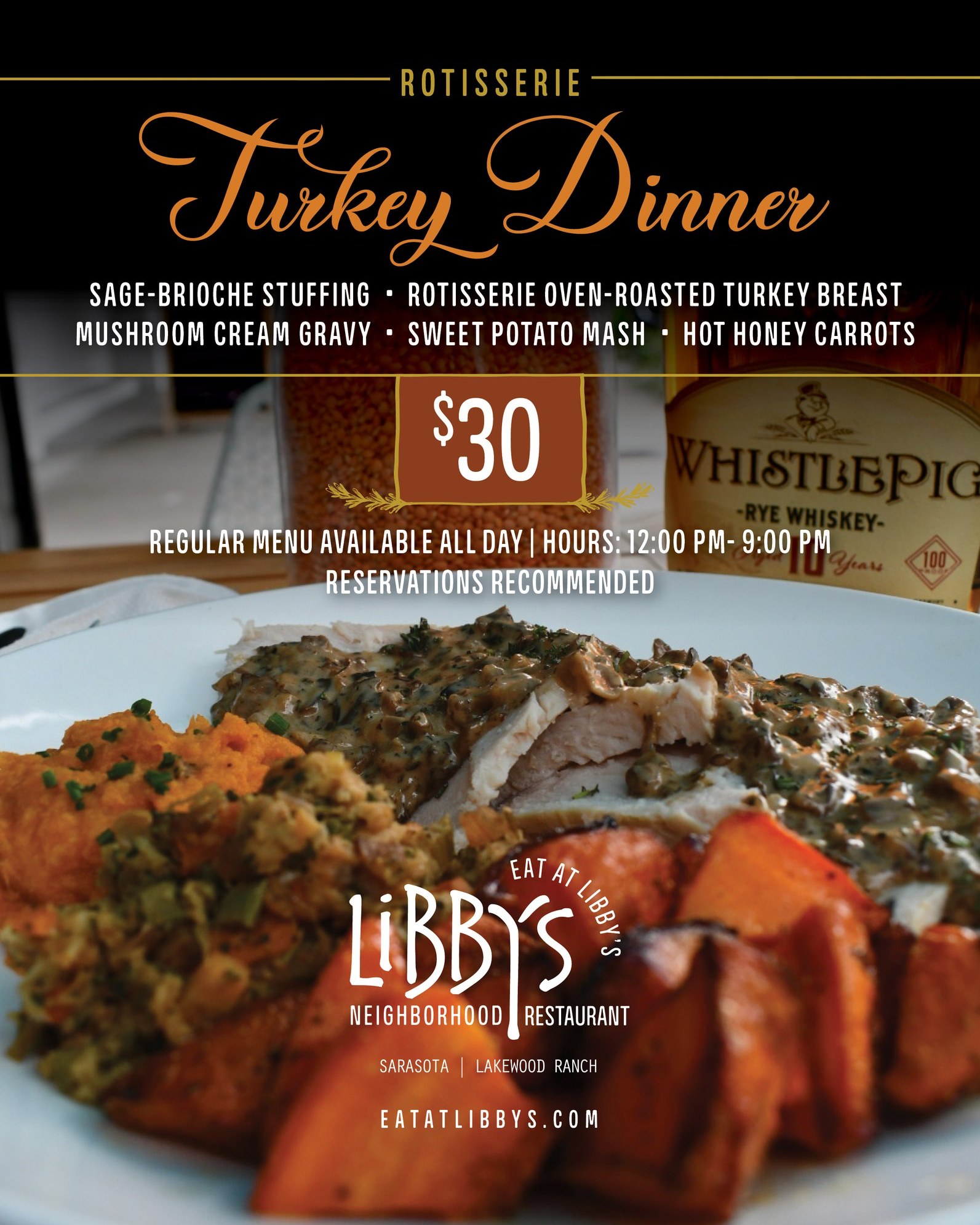 Thanksgiving = handled. 🦃✨ Skip the stress and savor the feast!
Thanksgiving dinner from Libby’s! Make your celebration easier and place your order at eatatlibbys.com.
Ours is ordered!
#sarasota #thanksgiving #eatlocal #fluidgraphicdesign #kellenskitchens #turkeytrot