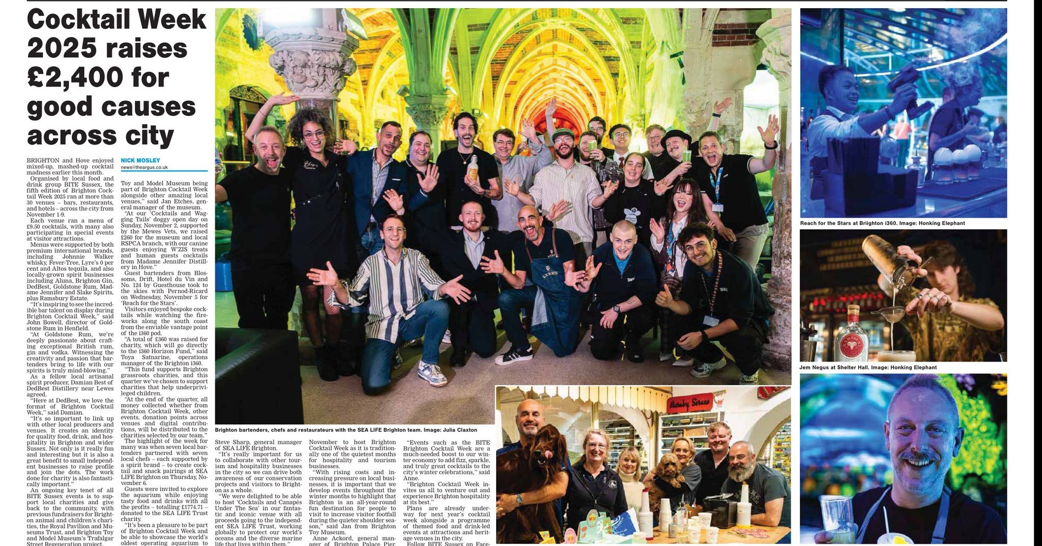 A huge CHEERS to all our BITE Brighton Cocktail Week partners and quaffers for helping us raise £2400 for this year's chosen charities! Read all about it in today's The Argus https://www.theargus.co.uk/news/25632879.brighton-hove-enjoys-mixed-up-mashed-up-cocktail-week/
#BCW25 #BITEsussex @brightoncocktailweek @brightonargus @sealifebrighton @brightoni360official @brightontoymuseum @madamejenniferdistillery @drmarcthevet @bohogelatobtn @shelterhallmarket @rspcabrighton @mewesrdph @miks.kal @ramsbury_distillery @blossomsbrighton @lyndon.roper @cocoacornercafe @dedbestdistillery @caseshove @guesthousehotels @easytigerbn1 @lyresspiritco @proof_drinks @bohemiabrighton @nostos__hove @clementinecobtn @burgerandlobster @eyejewels @honkingelephant