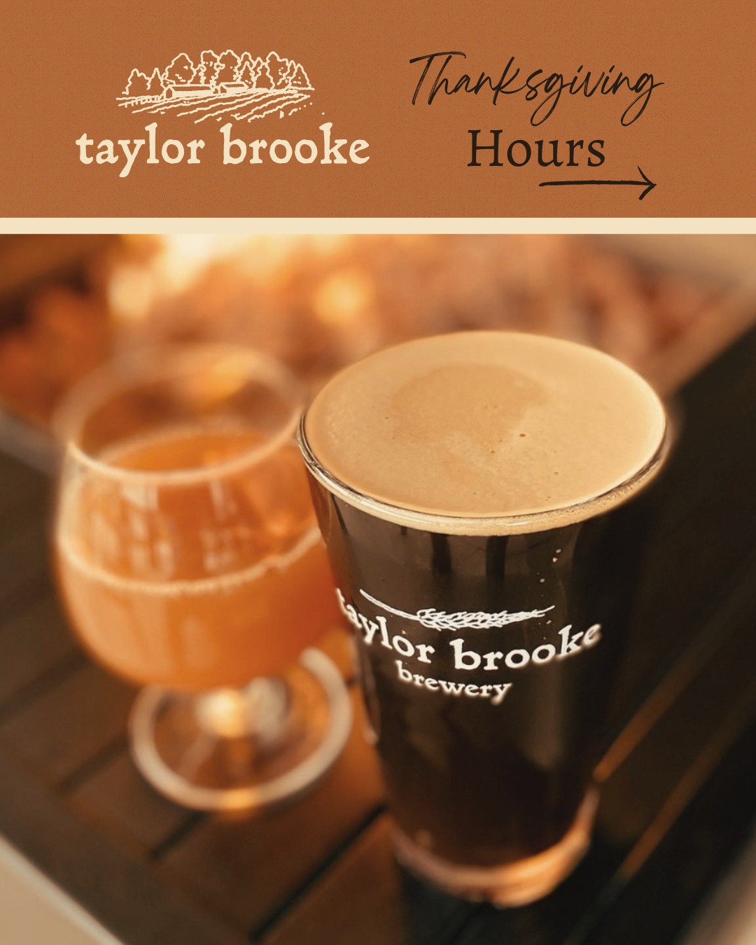 Both Taylor Brooke Winery and Brewery will be open Wednesday November 26th!
Stop by for last minute purchases, relax with a sip, and gather your courage for our Turkey Eve Karaoke Bash (from 6:30pm-9:30pm). π¦π»π·π€
We will be closed Thursday, November 27th for the holiday.
Wishing you all a Happy Thanksgiving! π¦π
#taylorbrookewinery #ctwine #taylorbrookebrewery #ctbeer #thanksgivinghours #turkeyevekaraokebash #thanksgivingwine #thanksgivingbeer #quietcornerct #woodstockct #discoverputnam #discovercentralmass #whiteplainsny #pvd #bostonbloggers #igworcester #fallriverma