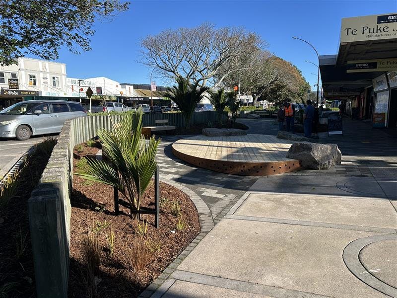 Lucky to be involved with a small community space as a joint project between the Te Puke Community Board and Western Bay of Plenty District Council. Seating rocks, corten steel, performance deck, nikau palms, and feature lighting help to create a place to gather. Watch this space for some future artworks that are planned, with the support of local iwi. #placesforpeople
https://yourplace.westernbay.govt.nz/te-puke-heritage-plaza
thank you to WBOPDC for allowing me to use your photography
