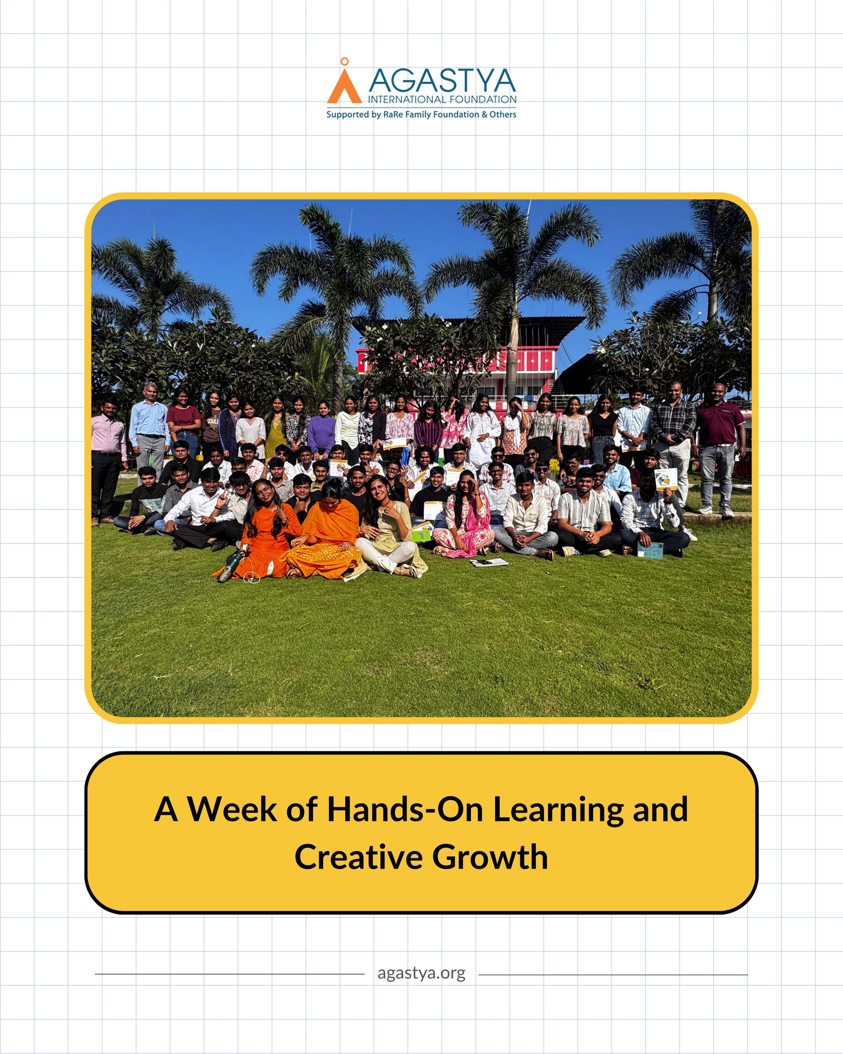 The 6-day Residential Creative Skilling Program Bootcamp in Mumbai has been successfully completed, supported by Adobe.
Fifty enthusiastic Children from colleges across Mumbai, Pune, and Nashik took part in the program. Over six days, The Creative Skilling Program gives young minds hands-on experience with tools like Adobe Express, Adobe Firefly, digital art platforms, and content creation tools through practical, in-person learning.
STEM Education through IoT and Design Thinking: The Program was started in collaboration with Presidency University.
The sessions opened up simple, hands-on ways for Children to explore Internet of Things (IoT) concepts and think through challenges using a design-led approach. Participants tried out experiments, discovered practical problem-solving methods, and saw how technology can shape meaningful ideas.
The day felt inspiring and purposeful, nudging every learner to stay curious, try freely, and look at everyday problems with a fresh lens.
A winter camp held on 8 November at Jitpura Primary School, Gujrat brought together 150 Children and 15 teachers for a day filled with simple, hands-on learning.
Children tried out activities like Balancing Bird, Brain Cap, Mouth Organ, and Straw Whistle, creating low-cost models and understanding how each one works. A Leaf Art session added a touch of nature, as Children used fallen leaves to make creative designs.
The day also included outdoor games that built teamwork and encouraged Children to help one another. The camp offered a lively space to explore ideas, make things, and share small moments of discovery together.