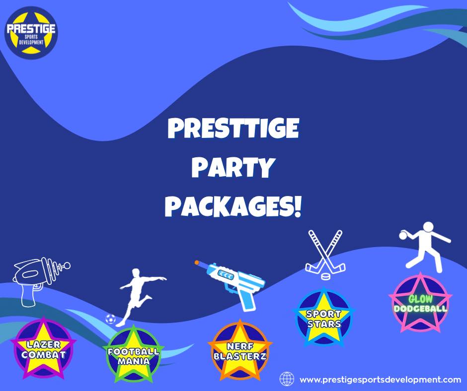 ๐ฅณPrestige Party Packages!๐ฅณ
Make your childโs next birthday unforgettable with our Prestige Party Packages! ๐
Choose from action-packed themes like Lazer Combat, Football Mania, Nerf Blasterz, Sport Stars and Glow Dodgeball.
We bring the fun, excitement and energy โ you just bring the cake!๐
Our party packages include all the amazing equipment you need, a party host, invitations for you to hand out, certificates, prizes and most importantly loads of fun!๐คฉ
Book your party today at:
https://www.prestigeparties.net
If you have any issues or queries, please feel free to contact us using the methods below!
๐-07494 002353
๐ง-kyledangerfield@prestigesportsdevelopment.co.uk
๐ต๐ก๐