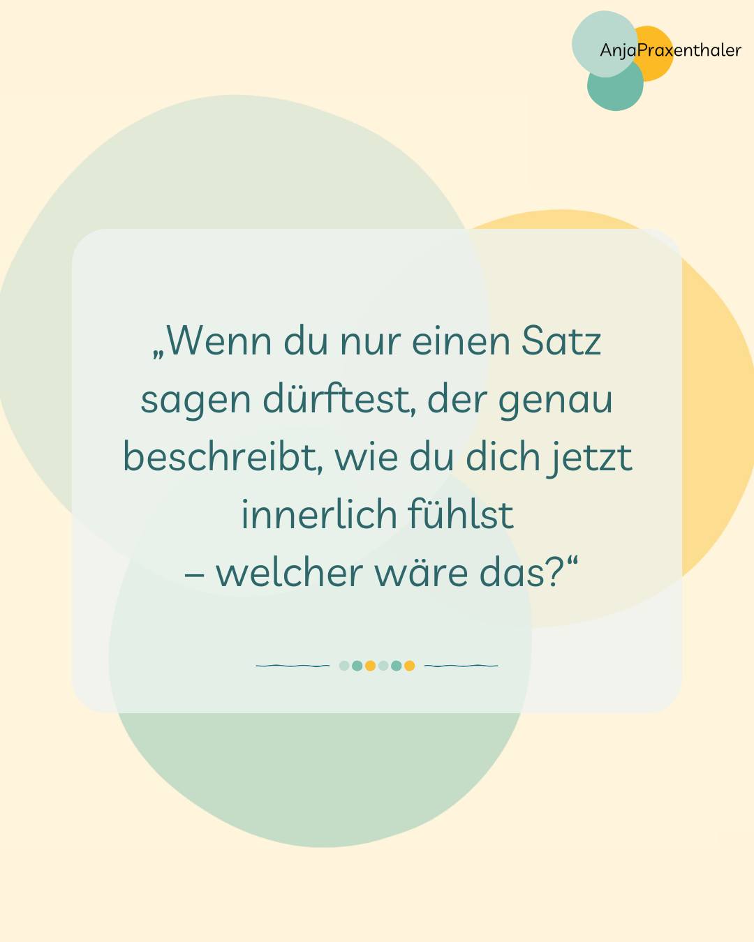 Wie fühlst du dich im Moment?
Manchmal ist es schwierig, genau zu benennen, was in uns vorgeht. Wir sind im Alltag oft so beschäftigt, dass wir vergessen, auf unsere inneren Bedürfnisse zu hören.
💬 Welcher Satz beschreibt, wie du dich jetzt fühlst? Und was für eine Message steckt für dich dahinter?💬
Lass uns gemeinsam herausfinden, was hinter deinen Gefühlen steckt. Ob in der Einzel- oder Paartherapie, bei mir bist du in einem sicheren Raum, um dich zu öffnen und neue Wege zu entdecken.
Ich bin für dich da – jeden Schritt auf deinem Weg.
#PsychotherapieMünchen #HeilpraktikerinFürPsychotherapie #Einzeltherapie #Paartherapie #Coaching #Selbstfürsorge #SystemischeTherapie #EMDR #NLP #GanzheitlicheTherapie #PraxisPraxenthaler #InnereStärke #Selbstbestimmung #Achtsamkeit #einzigartigunperfekt