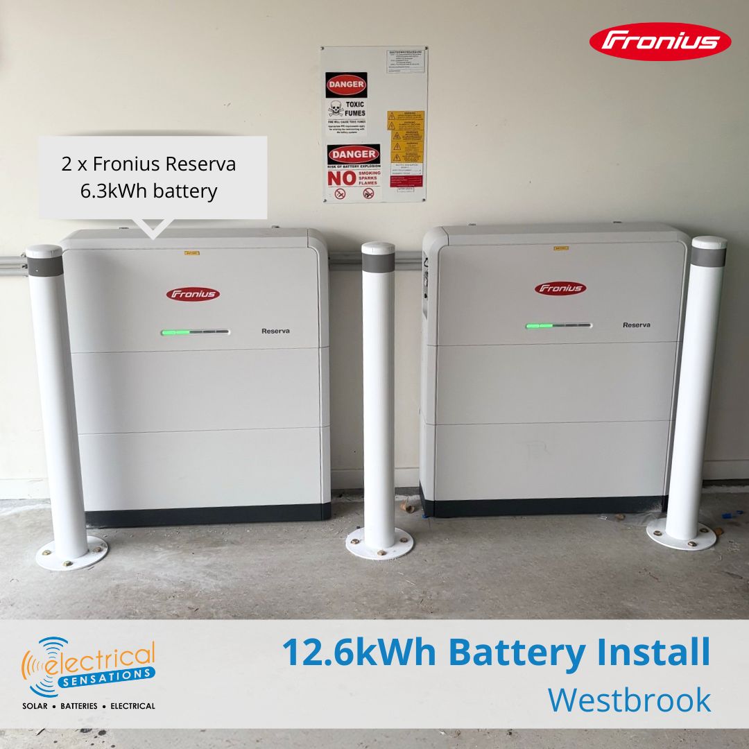 Store more, save more, and stay powered, even during blackouts⚡♻
This Westbrook home now features:
🔹 30 x Phono Helios solar panels
🔹 10kW Fronius Primo Plus inverter
🔹 2 x Fronius Reserva 6.3kWh batteries
🔹 Fronius backup controls – keeps essential circuits powered during outages
🔹 Protective bollard – safeguards the system in the garage
While onsite, we also replaced some ceiling fans and installed some power outlets.
With this setup, the family can use more of their solar energy, reduce reliance on the grid, and take advantage of the new QLD battery grant.
If you’re curious about how solar and/or batteries could work for your home, or want to understand your options under the new battery grant, we're here to help!