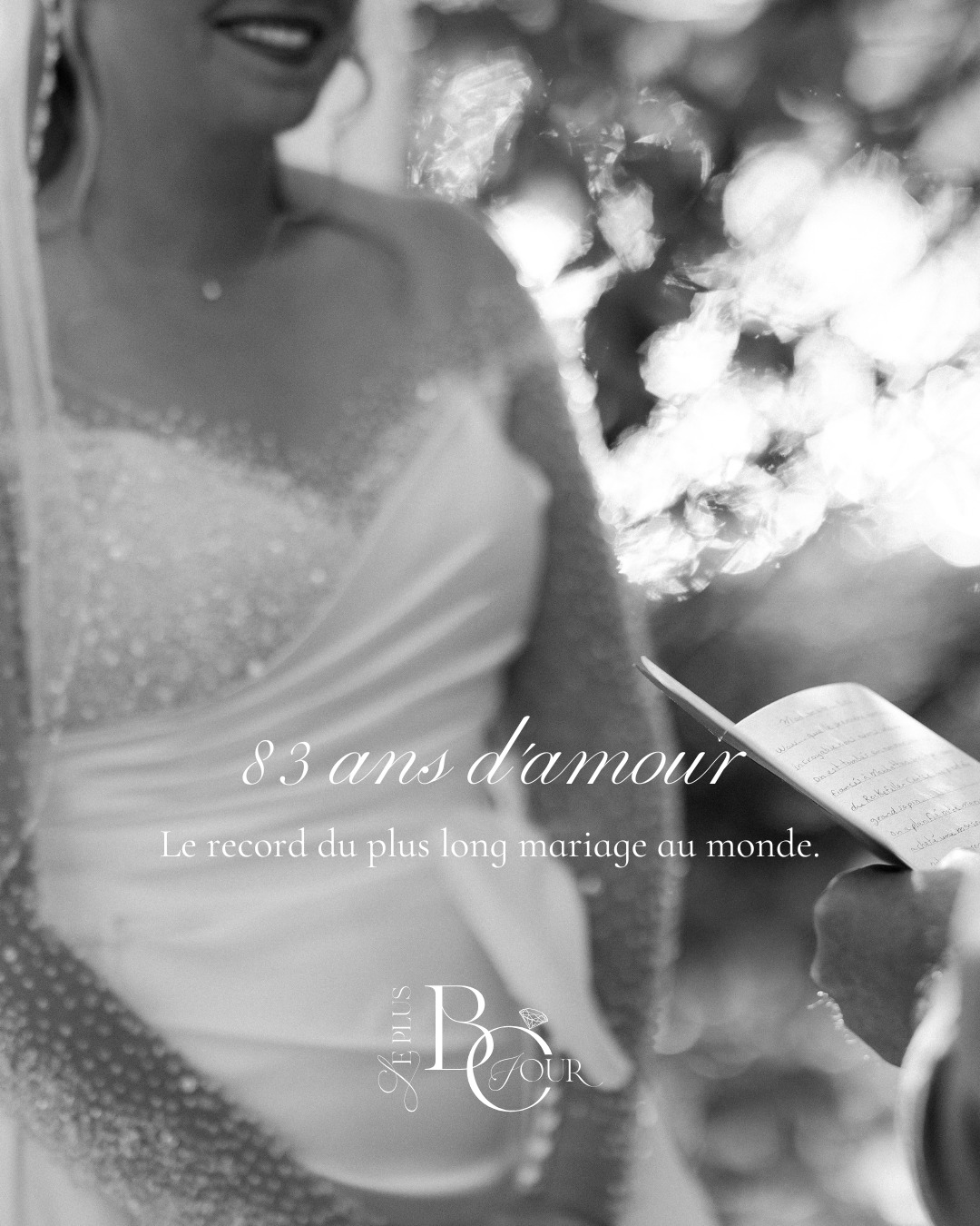 Mariés depuis 83 ans.
Un couple centenaire vient de battre le record du mariage le plus long au monde, et leur secret m’a touchée droit au cœur.
Rien de compliqué.
Rien d’extraordinaire.
Rien de “motivationnel”.
Juste cette phrase douce et vraie:
« Nous apprécions les moments passés ensemble et nous avons fait beaucoup de choses ensemble. »
Parce qu’au fond, le mariage, ce n’est pas la perfection.
C’est une infinité de moments partagés, de petits gestes, de projets à deux, d’habitudes qui deviennent des souvenirs et de décisions prises dans la même direction.
C’est ce que je vois chez mes couples.
Deux humains qui se choisissent, dans le quotidien comme dans l’extraordinaire.
Et toi…
c’est quoi ton moment “ensemble” préféré?
📷 @cathylessardphoto