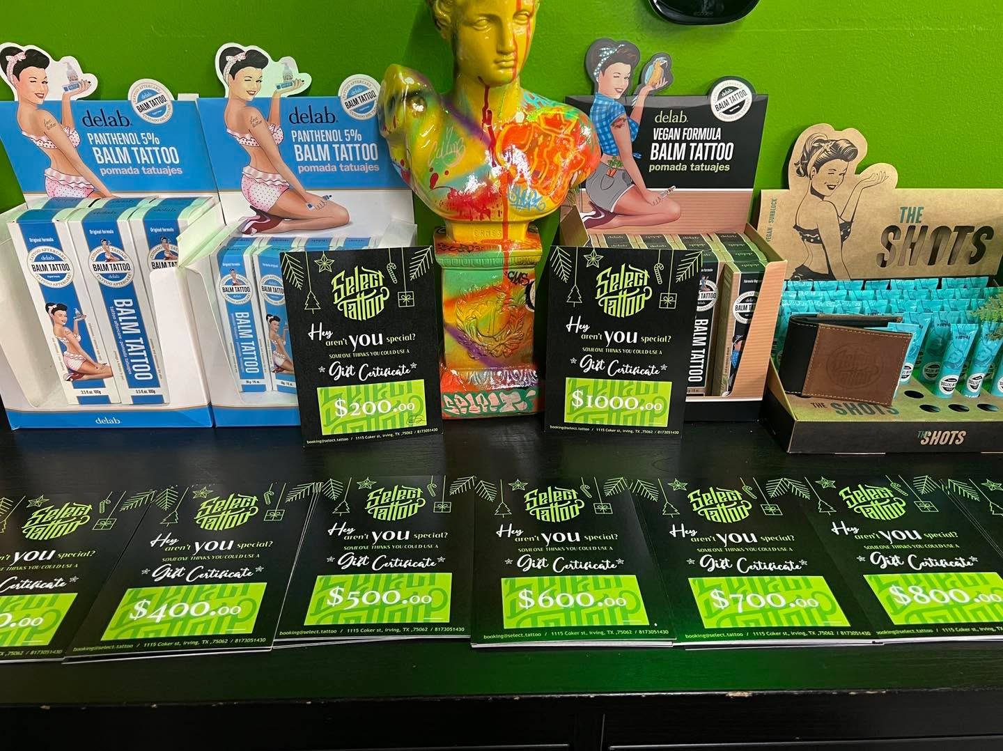 Calling all tattoo lovers!
We’re running a special: gift cards are available now through Christmas and can be used starting January 1st, 2026. They range from $200 to $1,000, and you will pay 20% off of whichever card you chose.
Grab one for a loved one—or your future self!
DM us with any questions.