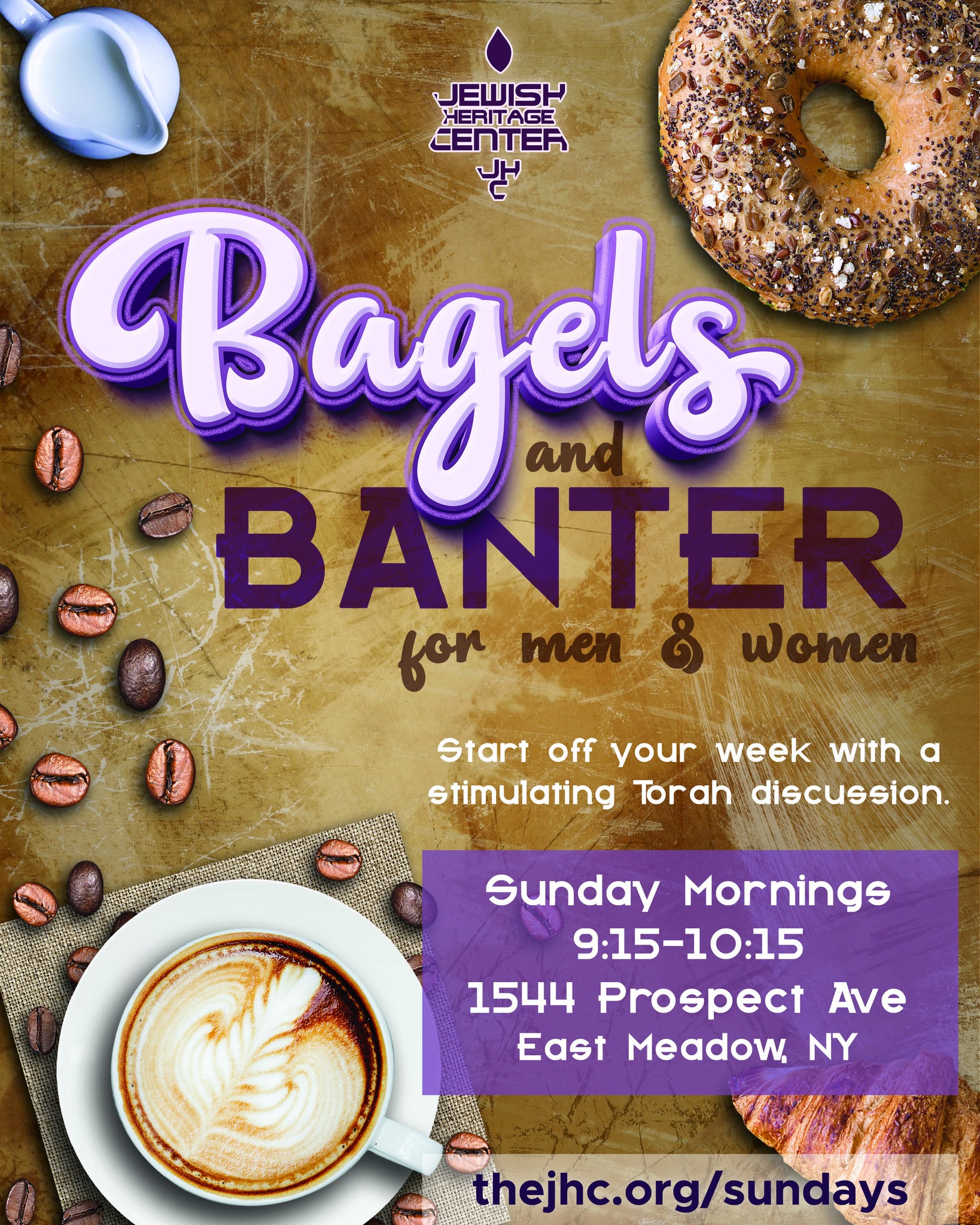 Join us for Bagels and Banter and enjoy an uplifting Sunday morning!
Sign up here: www.thejhc.org/sundays