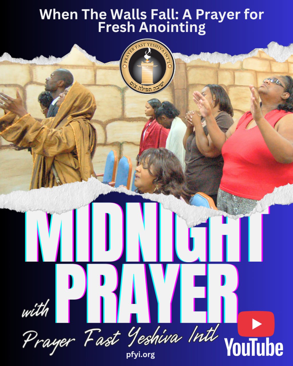 Join us for Midnight Intercession🔥
This week’s prayer focus:
“When The Walls Fall: A Prayer for Fresh Anointing”
➡CLICK the link in the comments to listen to the full prayer on our Prayer Fast Yeshiva Intl YouTube page.
Don’t forget to LIKE & SUBSCRIBE to stay connected!💟
🎧Listen now and declare it tonight, every wall must fall! 🙌
#FootstepsOfFire #EveryWallMustFall #PrayerWarrior #HolyFire #JerichoPower #BreakthroughPrayer #WalkInVictory #FireAnointing
