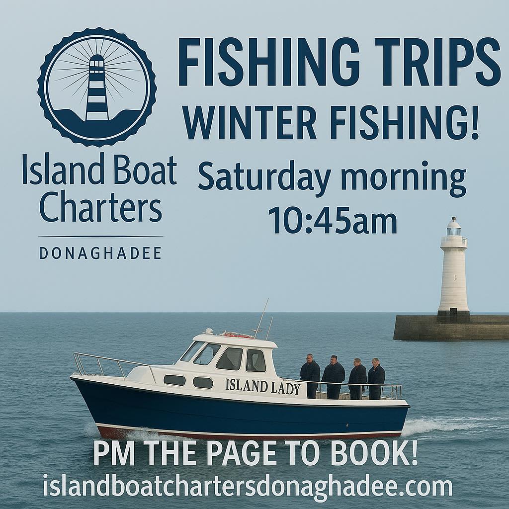 🎣 FISHING TRIP SATURDAY 🎣
Forecast is looking good for a fishing trip on Saturday morning, fresh but refreshing!
Limited spaces, please PM the page to book!
3 hrs fishing, departing 1045am, equipment provided.
#islandboatchartersdonaghadee #islandboatcharters #mvislandlady #fishing #fishingtrip #fishingtripsni