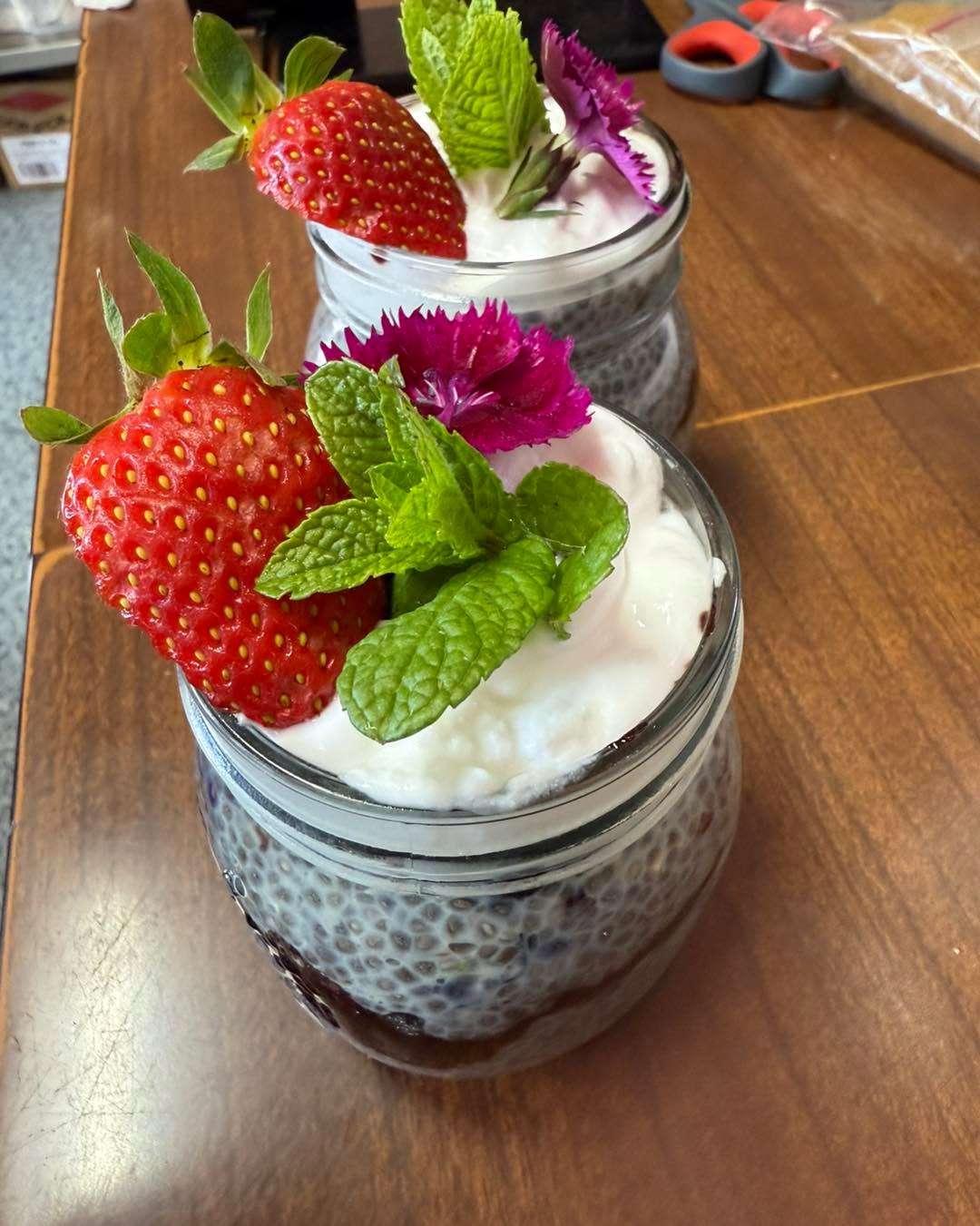 Seasonal depression cured with sunshine and strawberries! Try our delicious berry chia pots with coconut yogurt, freshly made with love.