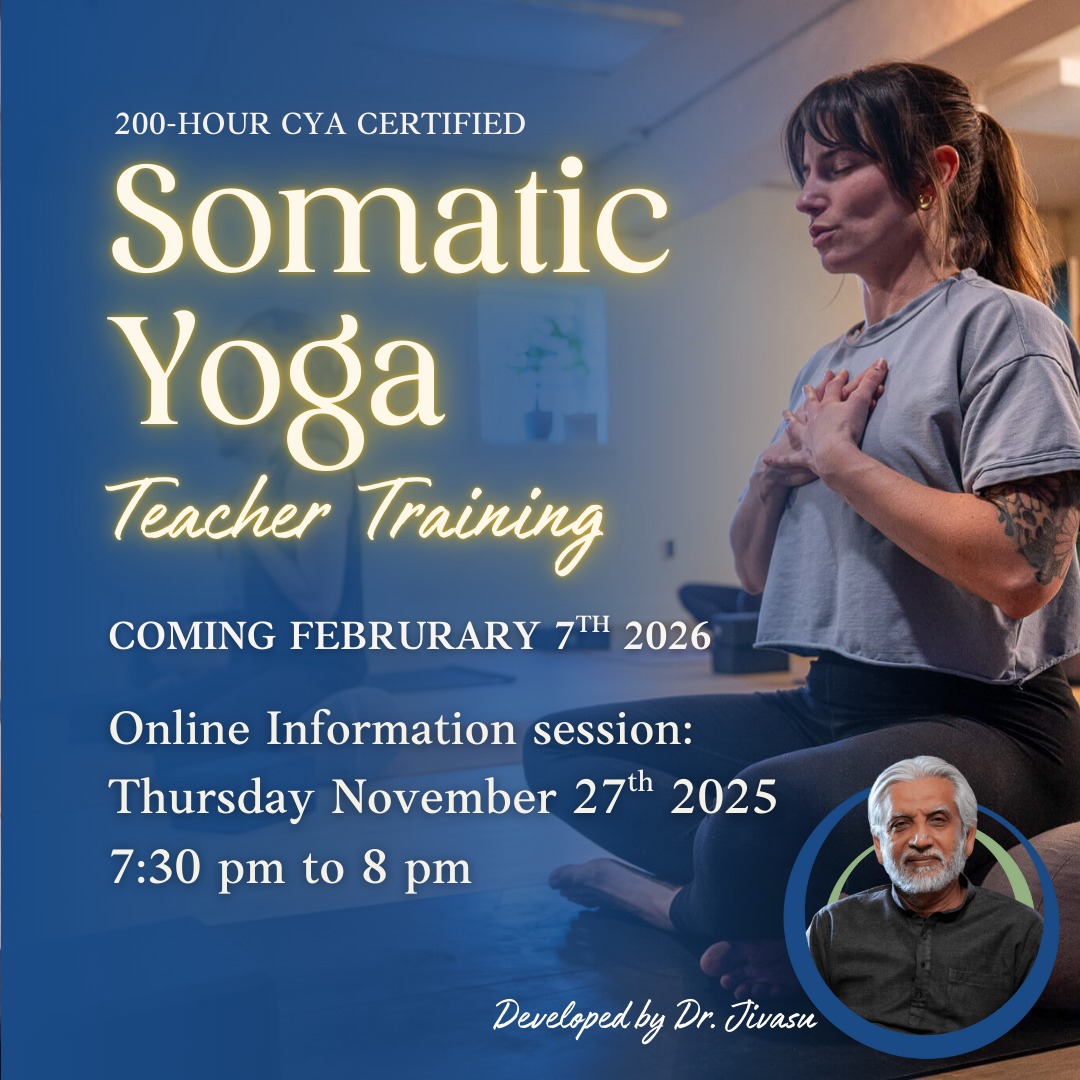 🔥 One Night. One Doorway. One Somatic Shift.
If you’ve been feeling something stirring — like your practice is evolving beyond postures and into the deeper intelligence of the body — this is the moment to lean in.
📌 Somatic Yoga Teacher Training — Info Session
Nov 27 • 7:30–8:00 PM EST
Live on Zoom • Free
We’re opening a behind-the-scenes look into a complete somatic system for transformation and whole-person health — developed with Dr. Jivasu, founder of the Soma Method.
This is not another yoga training preview.
It’s a 30-minute live immersion into a modern, science-based evolution of classical yoga — where the nervous system becomes the teacher.
You’ll discover:
• What Somatic Yoga actually is (and why it’s changing the future of yoga)
• How this training blends Hatha, neuroscience, somatic psychology & energy awareness
• What makes this program unlike mainstream teacher trainings
• The structure & expectations of the 2026 cohort
• Transformation students experience through the Soma Method
• Tuition, scholarships & Early Bird $500 savings
• Live Q&A — ask anything
Perfect for you if you’re:
✅ Craving a deeper, nervous-system-rooted practice
✅ Interested in somatics, trauma-informed work, or mind-body science
✅ Wanting more than posture alignment
✅ Seeking a community and a path of personal transformation
✅ Curious about integrating modern science + classical yoga
No commitment. No pressure.
Just curiosity, presence, and an open mind.
Why this matters
This training goes beyond teaching yoga —
it teaches you to lead from your experience, biology, and embodied Self.
Reserve Your Spot:
www.sohamstudio.ca
📩 Zoom link sent before the session
Thursday, November 27
We look forward to meeting you!