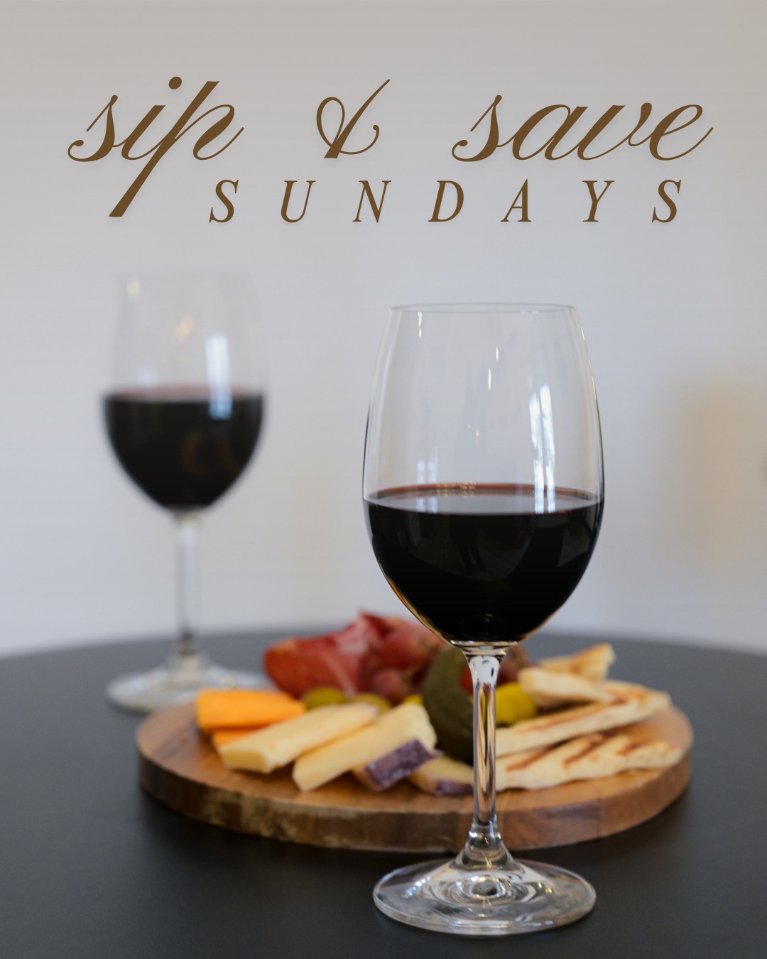 A glass of wine, a board of gourmet delights, and a Sunday to savour.
Experience Sip & Savour Sundays at Vivace Estate Winery, 11 a.m. – 5 p.m., with ½ off tasting flights or wine by the glass with any bottle purchase. Our charcuterie boards are made to be savoured alongside your favourite wine — the perfect pairing for a relaxing afternoon.