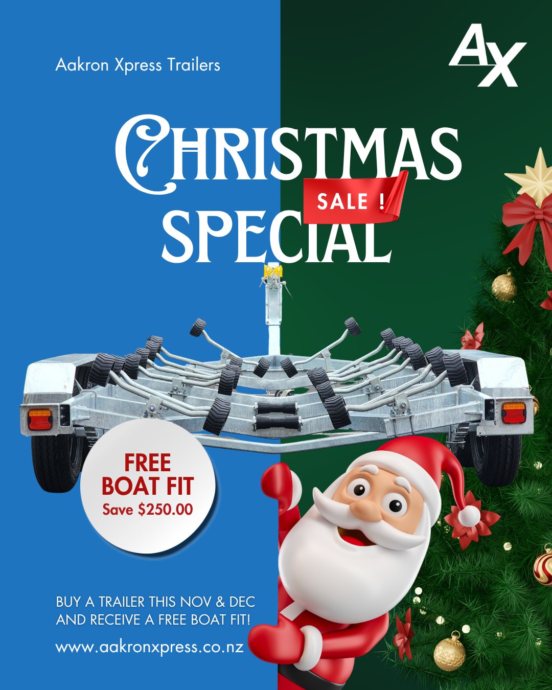 🎁 Christmas came early! Grab a trailer this December and get a FREE boat fit, valued at $250. Make launching your boat a breeze this summer! 🚤
#ChristmasDeal #BoatTrailersNZ #BoatingLife #NZBoating #SummerReady #AucklandTrailers #HolidaySpecial #BoatFitFree