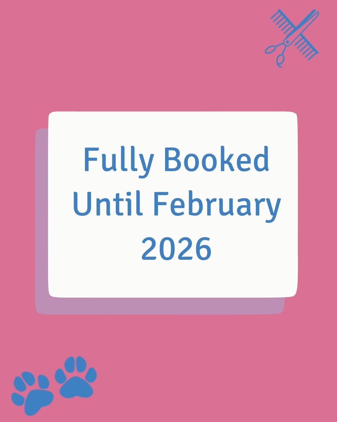 This is a post we didn't want to make but feel it is necessary. We are completely booked up until February next year.
This means if you need to reschedule we cannot rebook you until then.
If you forget your appointment we will charge a no show fee.
This is the busiest time of year for groomers. We are sorry to say we simply cannot squeeze anyone else in.
Thank you to all our amazing clients who always rebook and/or have recurring appointments set up - this makes our days so much smoother!
Any abusive or aggressive behaviour will not be tolerated and may result in services being terminated.
Thank you,
Rhi & Gemma
Directors