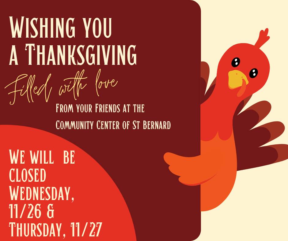 We will be closed on Wednesday, 11/26 & Thursday, 11/27 for Thanksgiving and will reopen on Tuesday, 12/02 @ 8am.