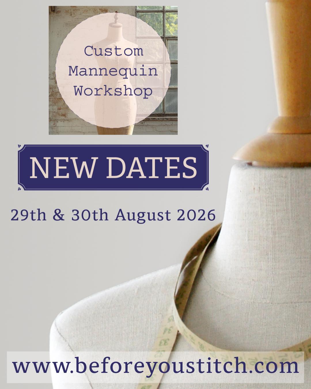 ✨ New Dates Live! ✨
Custom Mannequin Workshop — £235
29th & 30th August 2026 | Frill & Flounce, Wyke
Two full-on, practical days shaping, padding and finishing a mannequin that reflects your real body, a proper fitting tool you can rely on for every project.
Book online: www.beforeyoustitch.com
Prefer to spread the cost?
You can reserve your place with an £80 non-refundable deposit, then pay the remaining balance in smaller instalments. Just drop me an email at beforeyoustitch@icloud.com and I’ll set it up with you.
Katie x