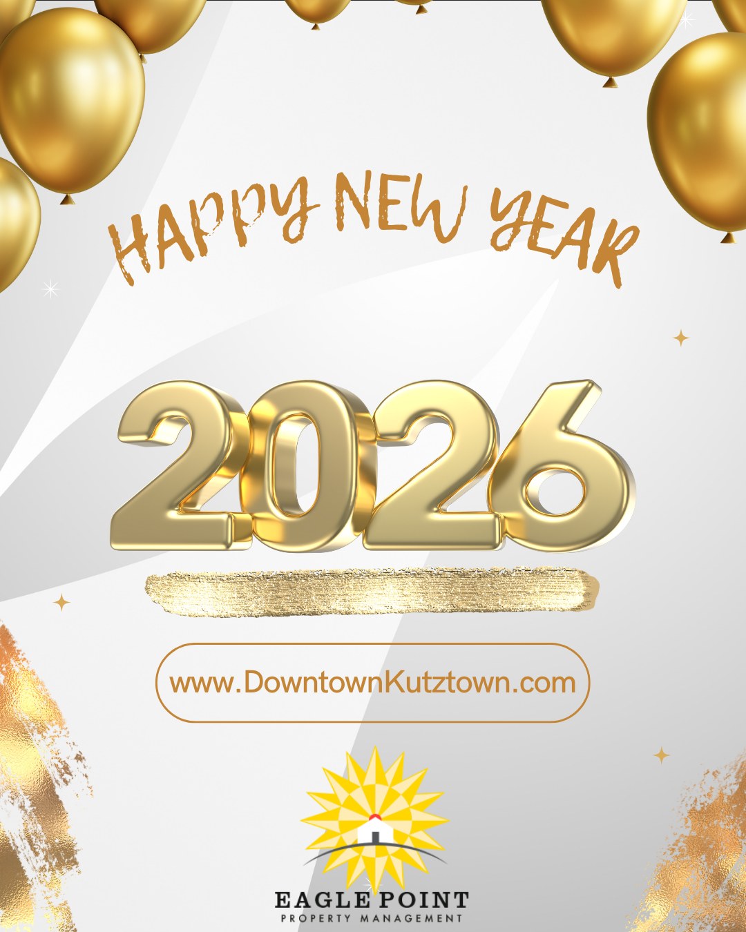 Happy New Year from all of us at Eagle Point Management🌟 Wishing you a year filled with happiness, success, and new opportunities.🎉✨ #eaglepoint #downtownkutztown #KU #goldenbears #kutztownuniversity #livehowyouwantto #EPPM #HappyNewYear #NewYear #2026 #January