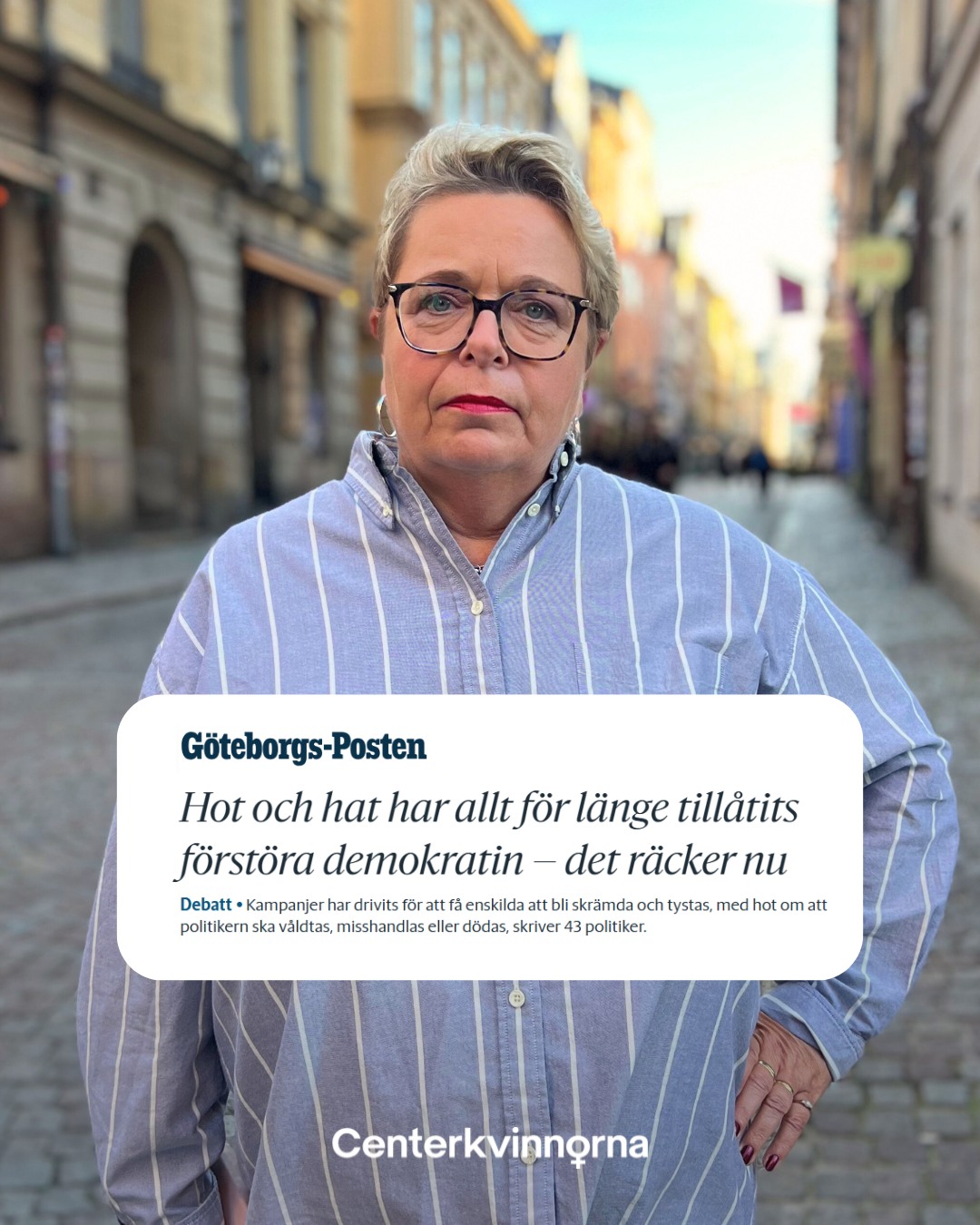 Vi vill se en mer seriös, respektfull och intellektuell samhällsdebatt som främjar demokratin. Det räcker nu, skriver Millis Wernersson tillsammans med 42 andra politiker i dagens GP.
Bland de undertecknade finns politiker som har fått sitt hem vandaliserat, utstått åratal av förföljelser och fått direkta och indirekta mordhot skickade med bilder på familjemedlemmar.
Utsattheten är högre bland kvinnor och BRÅ:s senaste rapport visar att var fjärde politiker som utstått hat, hot och trakasserier övervägt att lämna sina uppdrag.
Varje gång en människa avstår från politiskt engagemang är det en stor förlust för demokratin. Oavsett om vi delar dennes åsikter eller inte.
Läs debattartikeln på gp.se. Länk i profilen!
