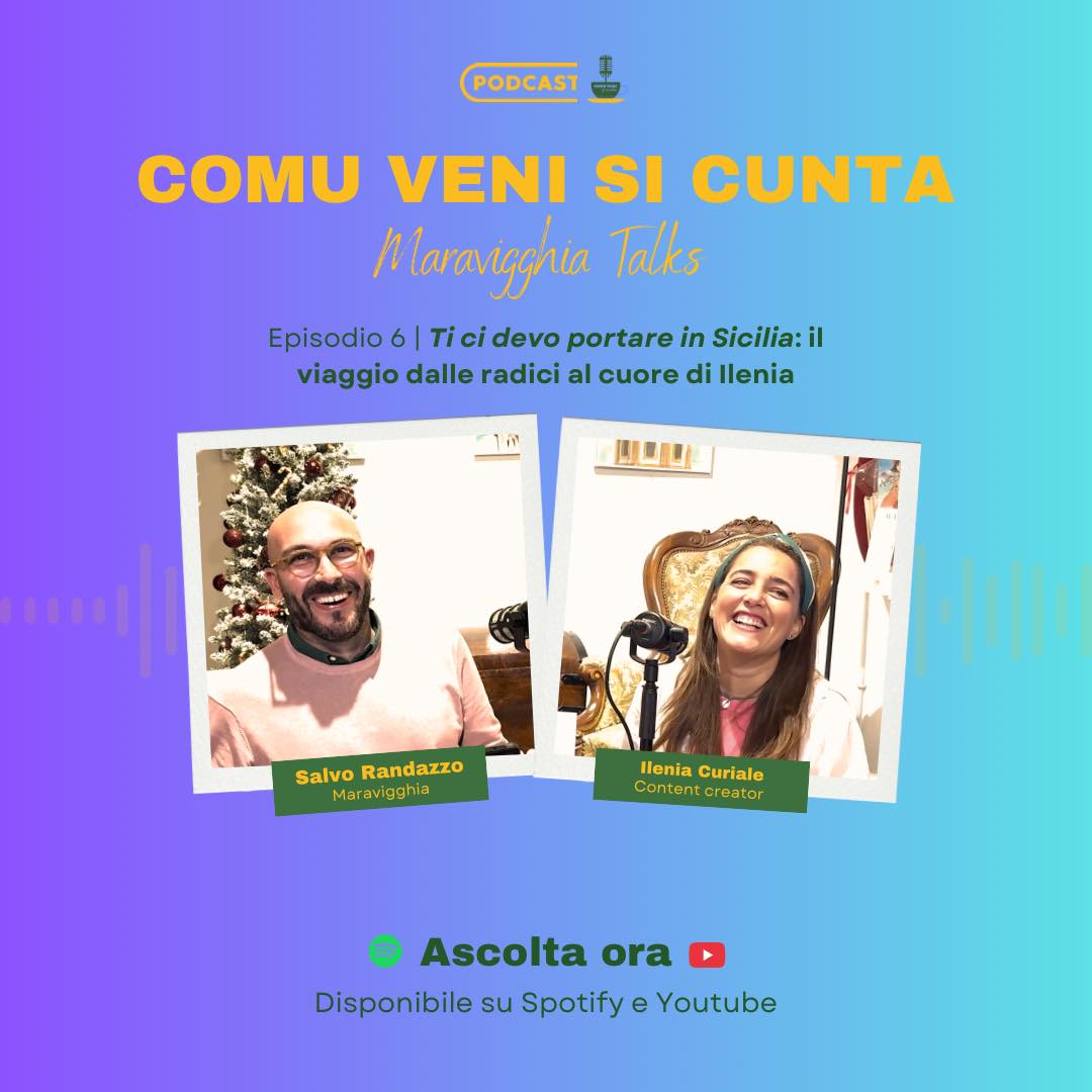 ☀️ Nuova puntata di Maravigghia Talks!
Questa volta con noi c’è @ileniacuriale , l’anima dietro @ticidevoportare_insicilia : un progetto nato dal cuore, dalle radici e da quel richiamo irresistibile che solo la Sicilia sa avere. 🌾💛
Con Ilenia parliamo di ritorni, appartenenza e di come raccontare la nostra isola possa diventare un vero atto d’amore.
🎧 Ascolta ora su Spotify e YouTube!
Link in bio!
#MaravigghiaTalks #ComuVeniSiCunta #Ticidevoportareinsicilia #Sicilia #StorieDiRitorni #PodcastSicilia