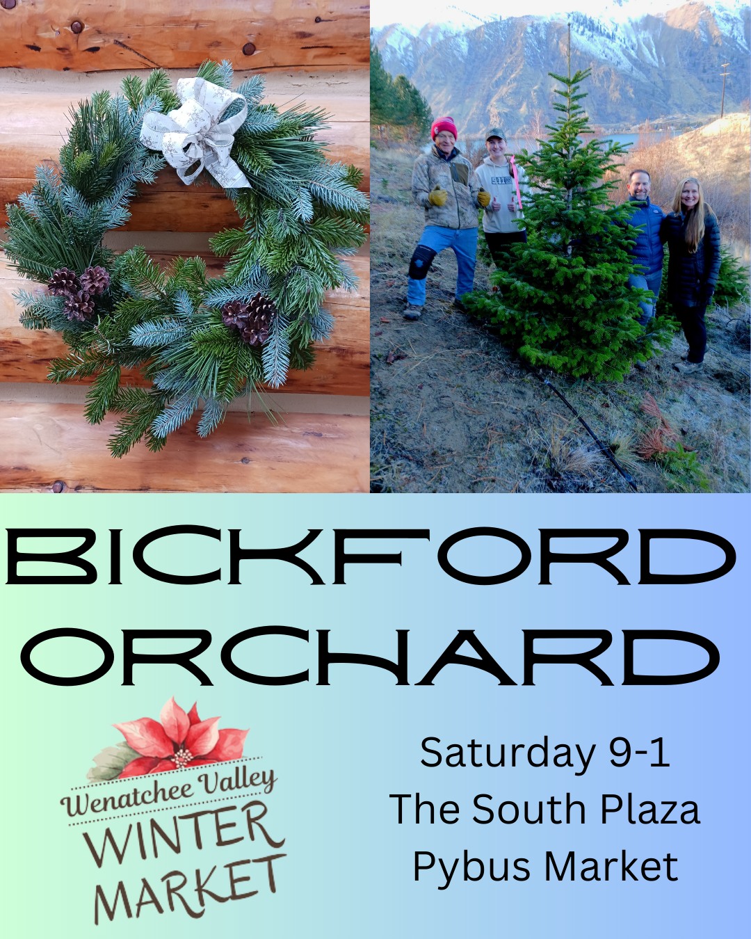 Get your Fresh wreaths Saturday from the Bickfords. You know them, You trust them. Ask about their Christmas Trees!!!#Marketlife with Solarity
