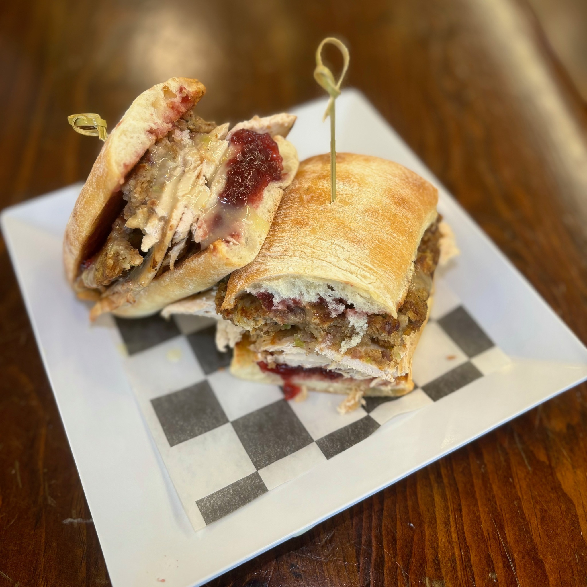 🦃 Meet The Gobbler 🍂 House-roasted turkey breast, gravy, our house-made sausage stuffing, and cranberry sauce… all piled onto a toasted plain ciabatta—a whole Thanksgiving dinner you can hold in your hands.
It’s hearty, it’s comforting, and it’s only here for a limited time. Stop by The Marketplace and get your Gobbler fix today!
#marketplaceguilford #yourmarketyourplace #thisisguilford #localfirst #localeats #guilfordgreen #ctshoreline #mealstogo #madetoorder #thegobbler #thanksgivingdinner #delispecial