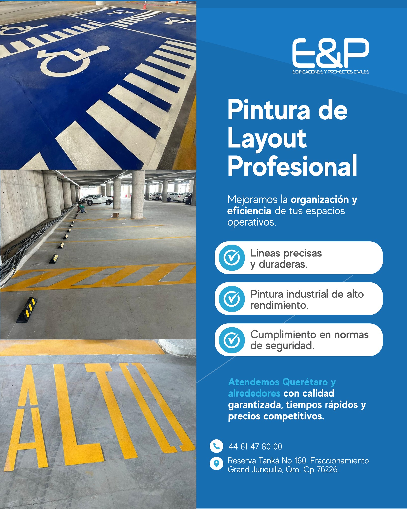¿Necesitas mejorar la organización y seguridad de tus espacios?
Nuestra Pintura de Layout Profesional ofrece líneas precisas, duraderas y con cumplimiento en normas oficiales.
✔ Pintura industrial de alto rendimiento
✔ Señalización clara y ordenada
✔ Calidad garantizada en Querétaro y alrededores
Optimiza tus áreas operativas hoy mismo.
📲 SOLICITA HOY MISMO UNA COTIZACIÓN sin compromiso.
📲 WhatsApp: 4461478000
☎️ Teléfono: 4461478000
📍Ubicación: Reserva Tanká No 160. Fraccionamiento Grand Juriquilla, Querétaro
#SolucionesIndustriales #InfraestructuraIndustrial #CalidadConstructiva #InstalaciónYMantenimiento #Queretaro #ConstrucciónIndustrial