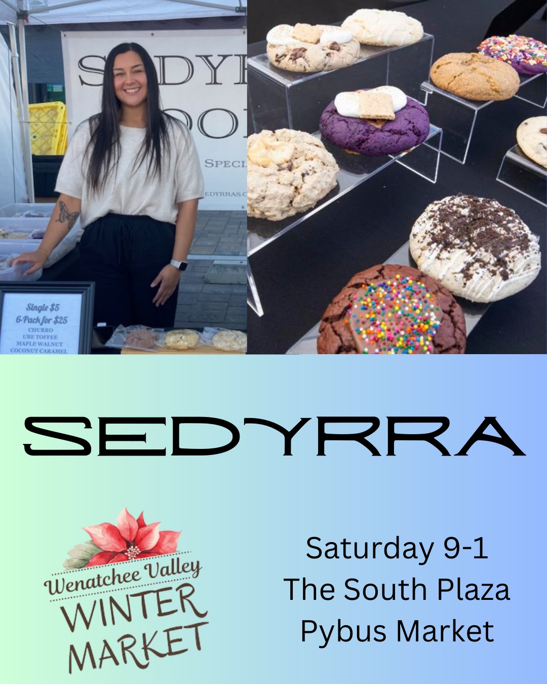 Don't miss out on one of our Favorite Cookie Cookers, @sedyrras.cookies will be here with those wonderfully decadant cookies we all know and love. Sweets for The Sweets #Marketlife with Solarity