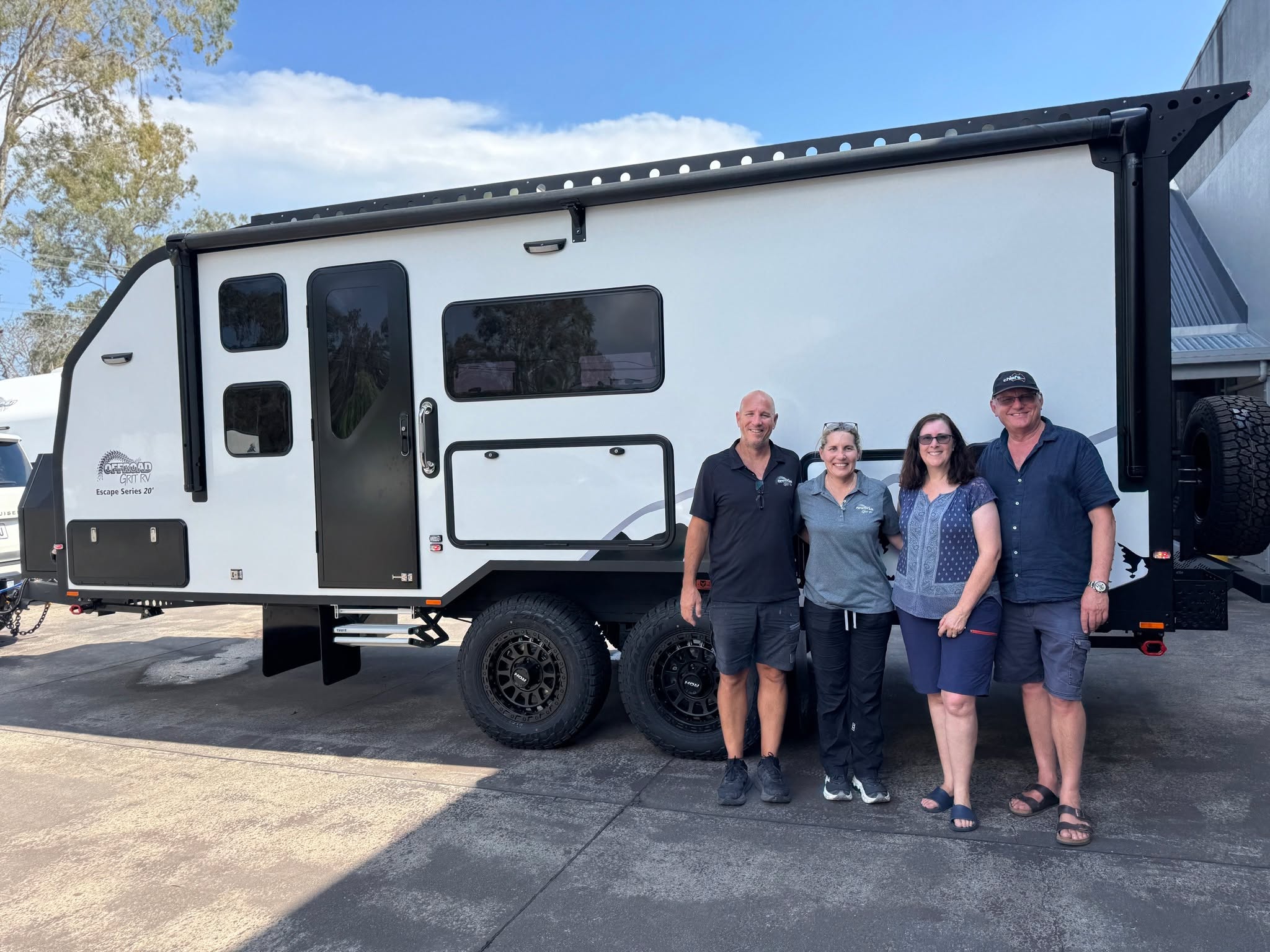 GRIT027 ✅ Job Done
Another stunning 20' Escape Series – Butler layout couples van rolled out the door this week, and this one is absolutely loaded with all the right gear for travelling Australia in comfort and confidence.
▶ 2940kg Tare with 3500kg ATM
▶ 600ah and 1320w of solar
▶ Cruisemaster Level 3 ATX Airbag suspension
▶ Black Protective Coating on the the chassis
▶ Disc Brakes
▶ Blackjack Electric Jockey Leg
▶ Electric Awning
▶ Fold Down Kitchen Under Awning
▶ WITI Anti Theft
▶ Kleenmaid Dishwasher
▶ Our new rear wood box and jerry holder
▶ External access washing machine
▶ Diesel Heat Aus Hot water and Heating
▶ Plus so much more!!
A massive thank you to Jay and Sally, we loved building this van for you.
Happy travels and welcome to the Offroad Grit family!
#OffroadGritRV #EscapeSeries #CustomCaravan #CaravansOfAustralia #CaravanLife #OffGridCaravan #TravelAustralia #CaravanBuild #VanLifeAustralia #CouplesVan