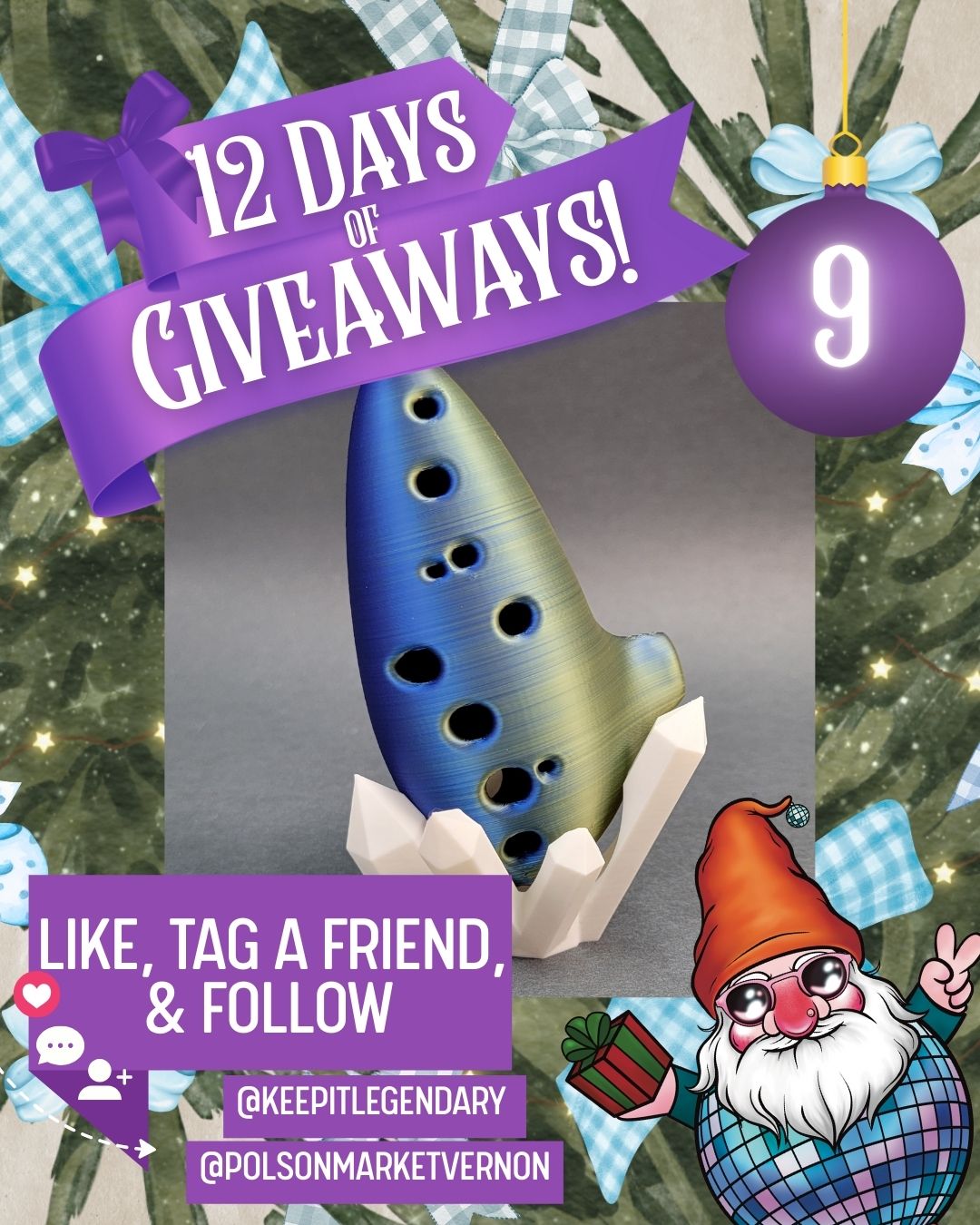 🎁 12 Days of Giveaways – Day 9!
This 12-hole Ocarina Flute is made using 3D printing technology and comes in the Key of C. It includes a song sheet and instructions so you can start playing cheerful melodies right away. Inspired by the Highlands of Peru, it’s a beautiful instrument that’s easy to learn and fun to play.
.
Perfect for music lovers or anyone who wants to try something new, it’s a unique and lasting addition to your creative collection.
.
To enter today, like this post, tag a friend who would love to make some legendary tunes, and follow Polson Artisan Night Market and Legendary 3D!
.
#SleighAllDay #12DaysofGiveaways #VernonBC #ShopLocalVernon #SupportLocal #PolsonArtisanNightMarket #HandmadeHoliday #LocalLove #BCMakers #ChristmasMarket