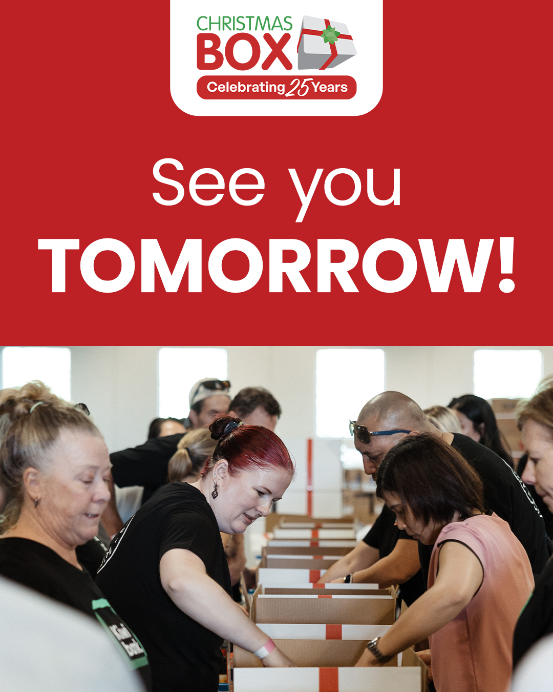 We're so excited to see all our volunteers at our community packing day tomorrow! We've just had 600 corporate volunteers whip up a storm of activity in the warehouse today and now it's your turn. See you all at 8am tomorrow (Saturday) morning!