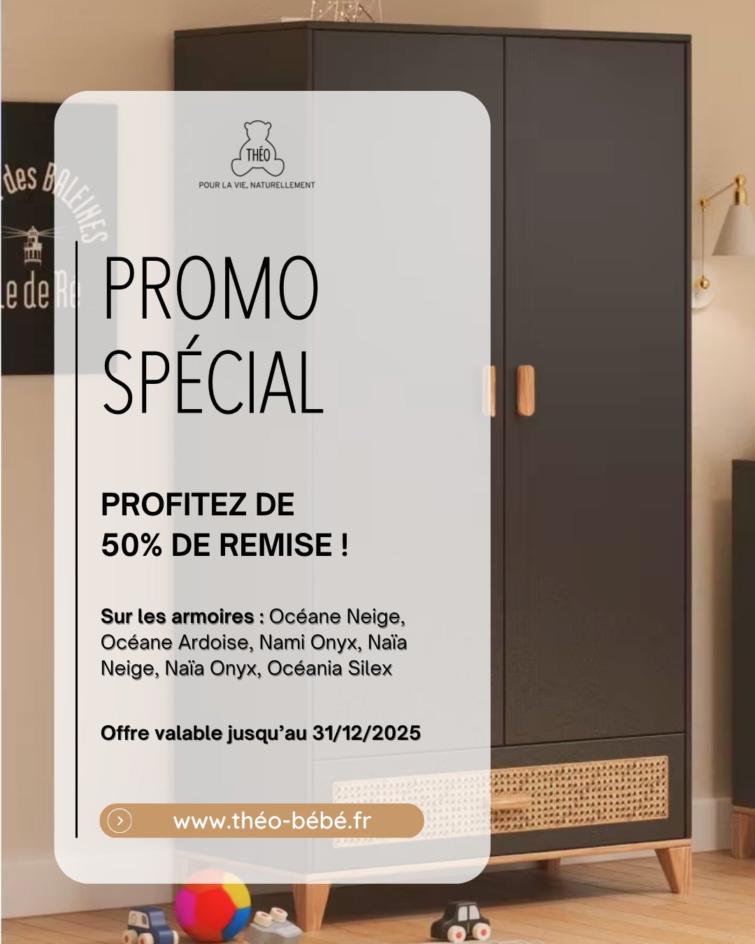 ✨ -50% sur toutes les armoires ! ✨
Chez Théo Bébé, on termine l’année en beauté avec une offre exceptionnelle : -50% de remise sur nos armoires, parfaites pour créer un espace doux, pratique et organisé pour votre petit bout 💛
Offre valable jusqu’au 31 décembre
#theobebe #chambrebebe #decoration #enfant #bebe #parents #armoires