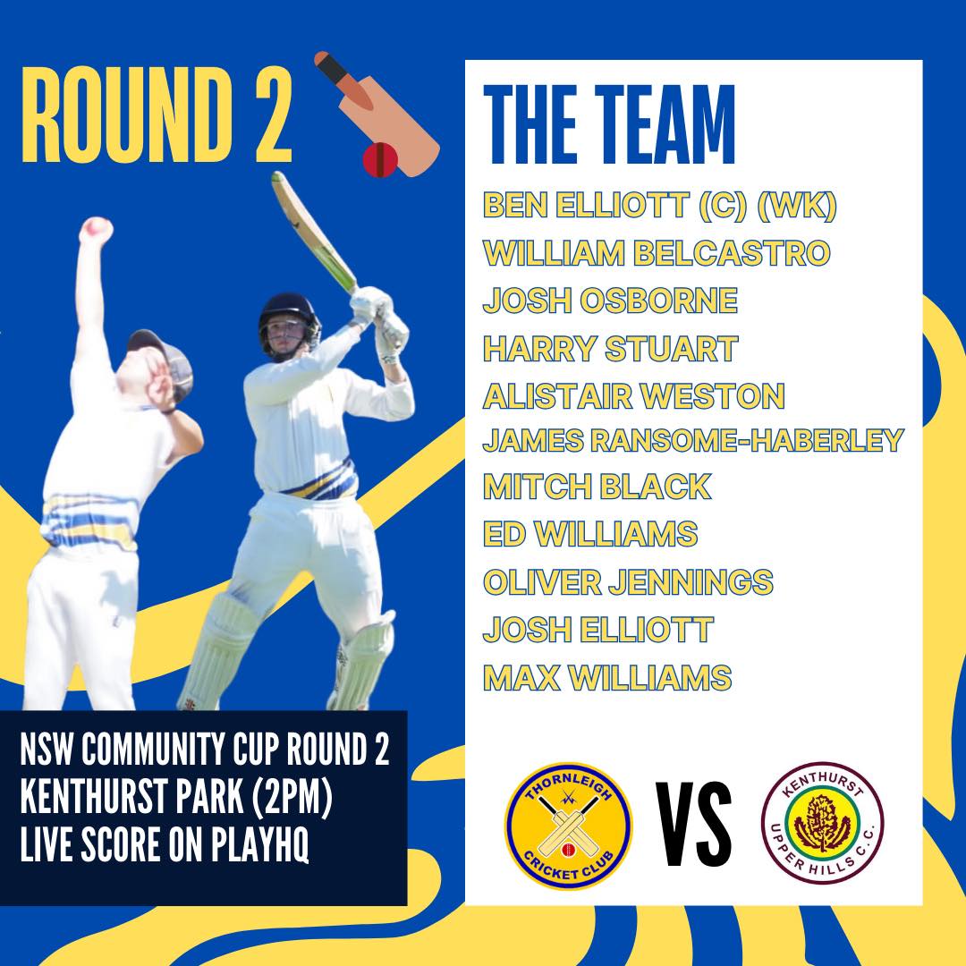 Our B Graders are back in action after a huge result last time out in the NSW community cup, this time away from home against Kenthurst 🏏
If your looking for some Sunday entertainment, come support the boys at Kenthurst Park as they look to go even further in this state-wide tournament! Also a great opportunity to see some cricket on a turf wicket!
Otherwise, the live score can be tracked through PlayHQ.
Good luck team! ⚡️⚡️⚡️
Send us an email if you have questions: thornleighcricket@gmail.com
Thanks as always to our Major Sponsor @alto_mitsubishi_pennant_hills and our Community Partners @magpieswaitara @allenandsheppard and @scooda.creativehub for your huge support of local community cricket.
#PlayCricketforThornleigh #ThornleighCricket #SummerSport #Cricket #thornleigh #westleigh
@cricketnsw
@cricketaustralia
@hkhdca
