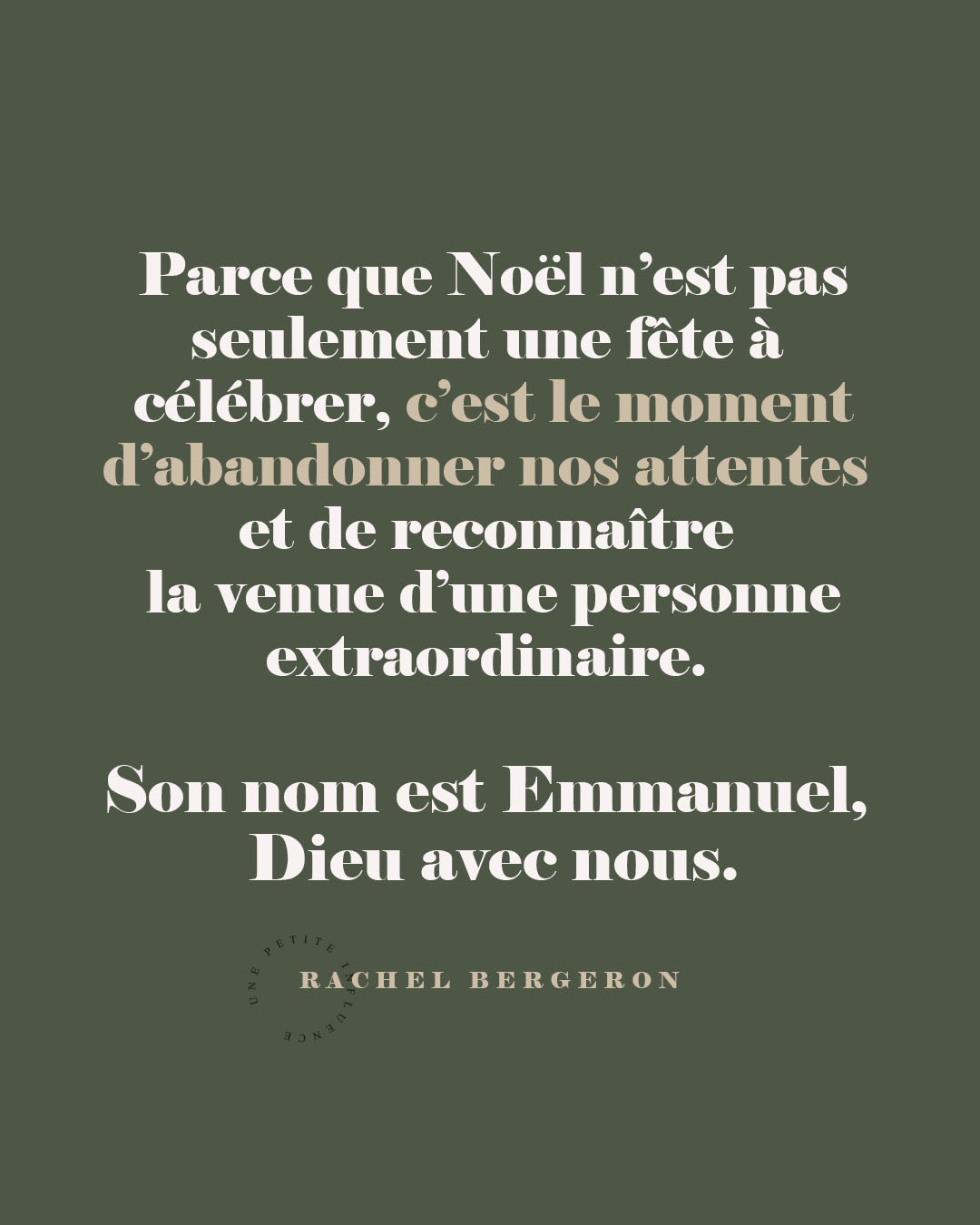 Parce que Noël n’est pas seulement une fête à célébrer, c’est le moment d’abandonner nos attentes et de reconnaître la venue d’une personne extraordinaire. Son nom est Emmanuel, Dieu avec nous.
#UnePetiteInfluence #FemmesDeFoi #Chretienne #Evangile #Avent #Noel