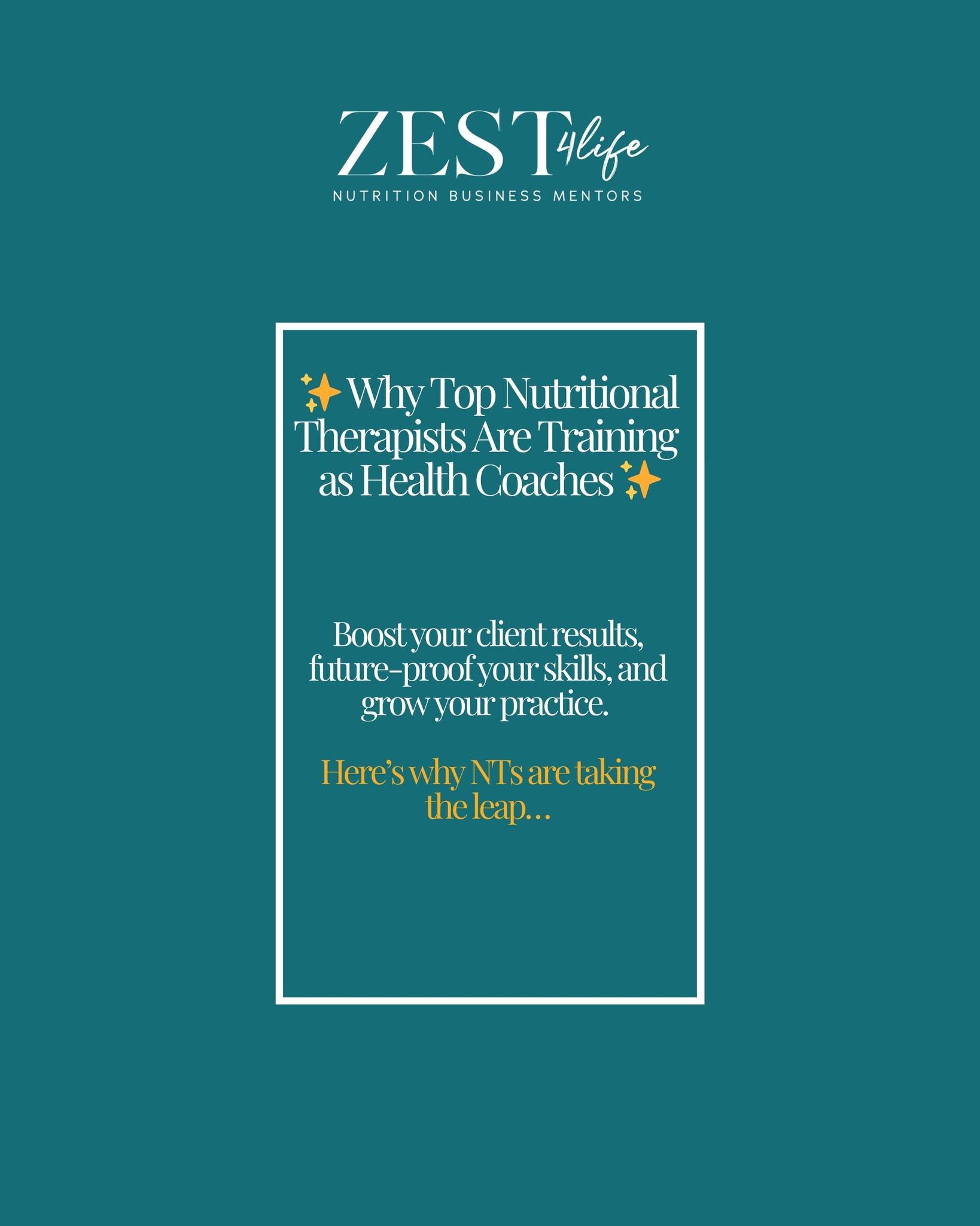 Why Top Nutritional Therapists Are Training as Health Coaches
If you’ve ever felt that giving great advice to your clients isn’t always enough, you’re not alone. More NTs than ever are adding accredited coaching skills to boost client results, stay ahead of industry changes, and open up new professional opportunities.
Health coaching is becoming the missing link in modern nutritional therapy. To future-proof the skills of the nutrition industry, Zest4life is investing £250,000 to support behaviour-change training.
It includes a £500 bursary available to every eligible practitioner.
This is our direct investment in you, your practice and your long-term professional success.
If you’re keen to boost your credibility and stand out in a crowded market then register your interest now via the link in bio. Hurry, the fund opened today, secure your bursary before they go!
