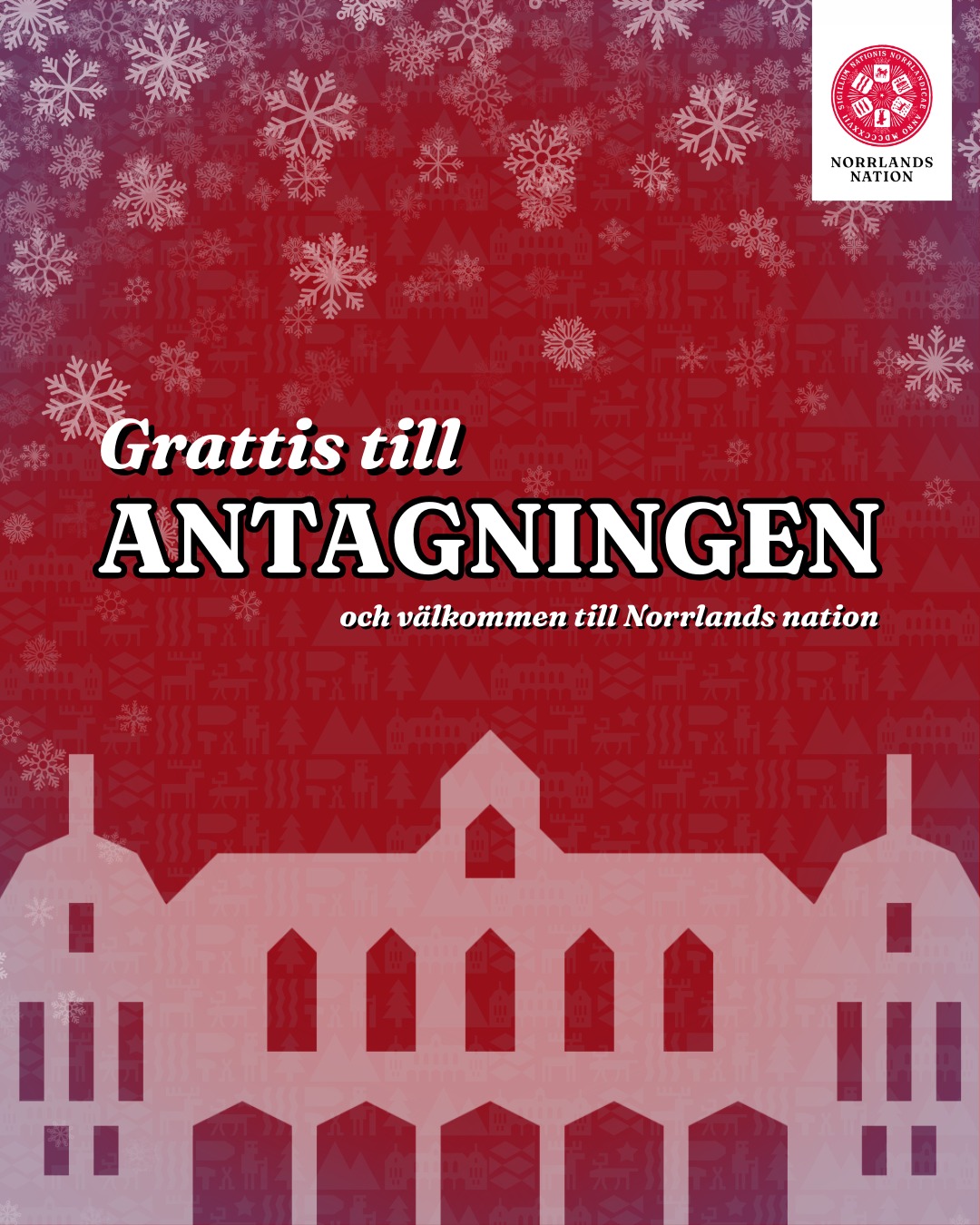 Grattis till antagningen och varmt välkommen till Norrlands nation!
Som ny student i Uppsala är det första steget att bli medlem i en av Uppsalas 13 studentnationer.
Under inskrivningsperioden finns Norrlands nations kontaktutskott och vår kanslist Jakob på plats som kommer kunna guida dig igenom allt som hör nationen till som ny medlem.
Välkommen till Uppsala Universitet och Sveriges Lantbruksuniversitet, men framför allt välkommen till oss på Norrlands nation!
___
Congratulations on the admission and a warm welcome to Norrlands Nation!
Becoming a member of one of Uppsala's 13 student nations is one of the first steps to take as a new student in Uppsala.
During the recce period, the nation's Contact committee (KU) and receptionist Jakob will be able to guide you through everything you need to know about the nation as a new member.
Welcome to Uppsala University and SLU, and welcome to us at Norrlands nation!