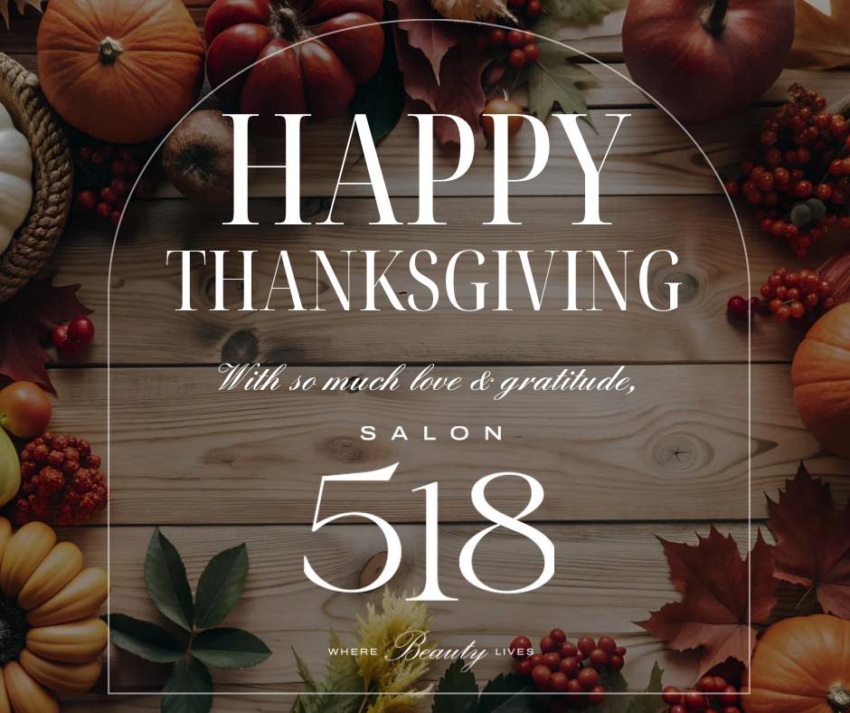 Happy Thanksgiving from our SALON 518 family to yours!
THANK YOU for letting us be a part of your beauty journey.
Wishing all of our Short Hills, Millburn & and surrounding community, a holiday filled with love, warmth, and a little well deserved pampering 🧡✨ #shorthillsmoms #millburnmoms #millburnshorthills #kerastasesalon #shorthillsmall #GlossAbsolu #kerastasepartner #GlossAbsoluPerfume #fusiodose #exploremillburnshorthills #kerastasegiftbox