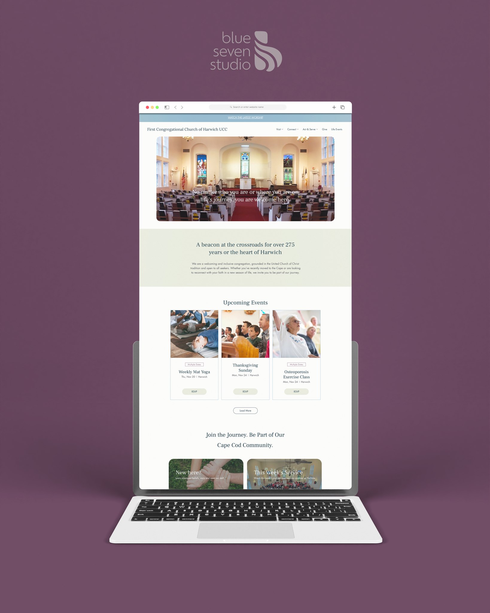 Designing digital spaces that bring people together. ✨
As a focal point in Harwich, Massachusetts for more than 275 years, The First Congregational Church of Harwich partnered with us to create a modern website that helps them share their story, highlight community programs, and offer a more welcoming online experience.
A meaningful project for a nonprofit that has been at the heart of Harwich for generations.
Website design for #BlueSevenClient | First Congregational Church of Harwich
#websitedesign #bluesevenstudio