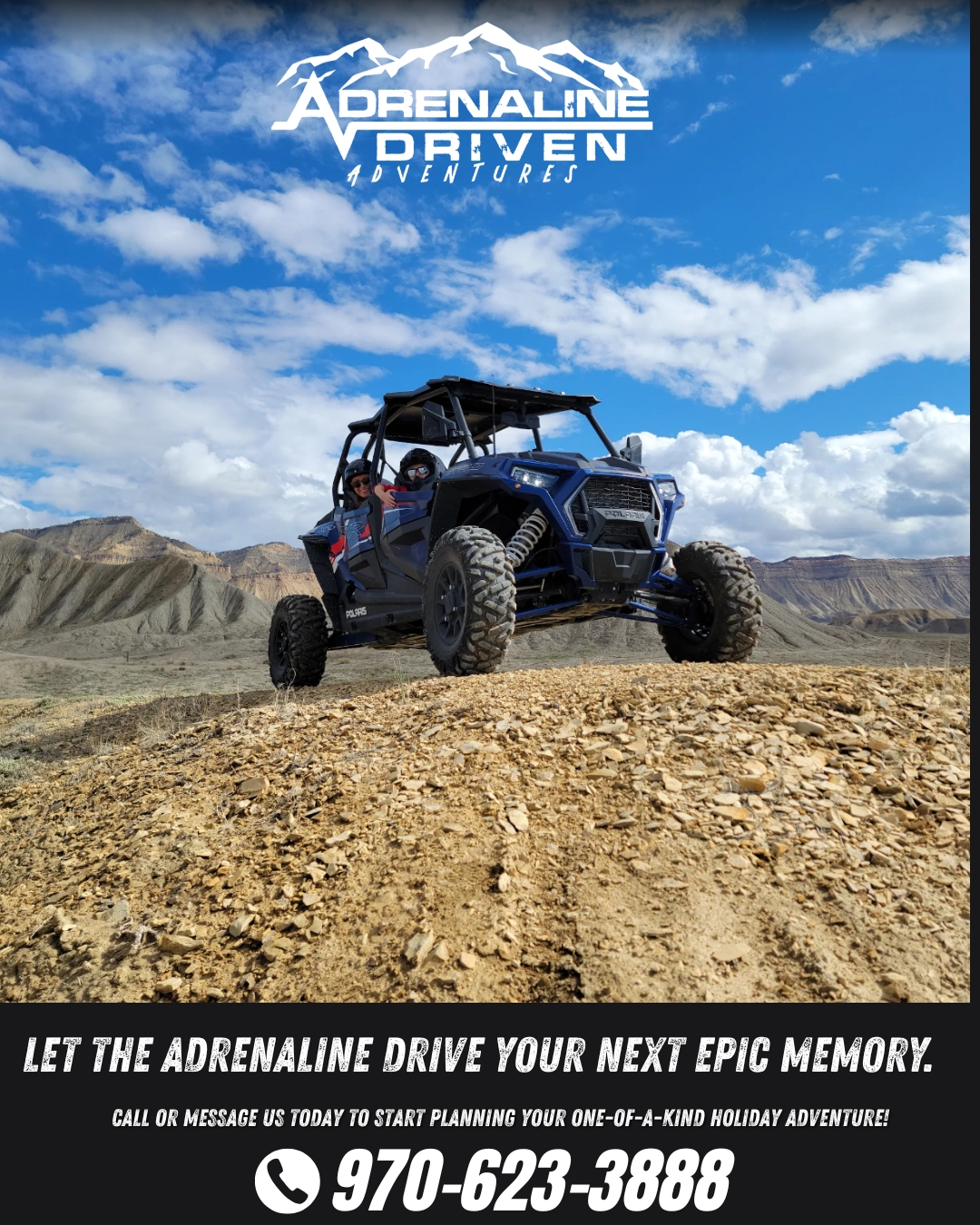 Make memories that get your heart racing! 🔥
Experience the thrill of our off-road UTV tours and explore Colorado’s rugged terrain like never before! 🚙💨 From steep climbs to breathtaking views, every ride is packed with excitement, adventure, and unforgettable moments. 🌄✨
👊 Perfect for thrill-seekers, groups of friends, families, and anyone ready to step outside the ordinary!
👉 Call us now to book your UTV adventure!
Let the adrenaline drive your next epic memory. 😎🧭
#AdrenalineDrivenAdventure #UTVTours #MakeMemories #FeelTheThrill #OffRoadExperience #ExploreColorado #AdventureAwaits #OutdoorFun #ThrillSeeker #BookNow #EpicRide #DustAndAdventure
