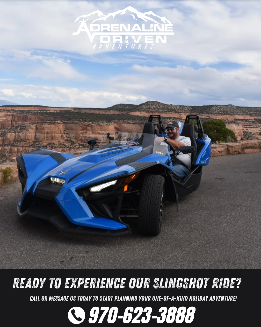Ready to Experience Our Slingshot Ride? 🎯
Buckle up and feel the thrill! 🔥 With our Slingshot ride, you’re not just going for a drive you’re experiencing the road like never before. 🏎️💨 Wind in your hair, breathtaking views, adrenaline pumping… it’s the perfect mix of excitement and freedom! 🌄✨
Whether you’re exploring solo or cruising with a friend, this ride is guaranteed to be a highlight of your trip. 😎
👉 Call us now and book your Slingshot adventure today!
#AdrenalineDrivenAdventure #SlingshotRide #ReadyToRide #FeelTheThrill #AdventureAwaits #ExploreColorado #RoadTripVibes #MakeItEpic #BucketListExperience #BookNow #RideOfYourLife #OutdoorAdventure