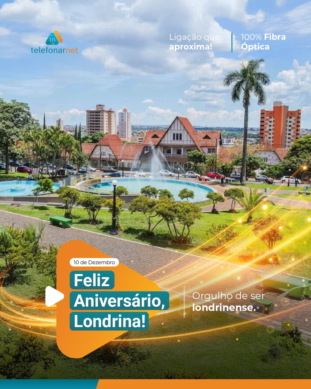 Londrina, terra de gente acolhedora, de histórias que se cruzam e de conexões que fazem tudo acontecer.
A Telefonar tem orgulho de crescer junto com você, de fazer parte da rotina, dos sonhos e das ligações que aproximam quem mais importa.
Feliz aniversário, Londrina!