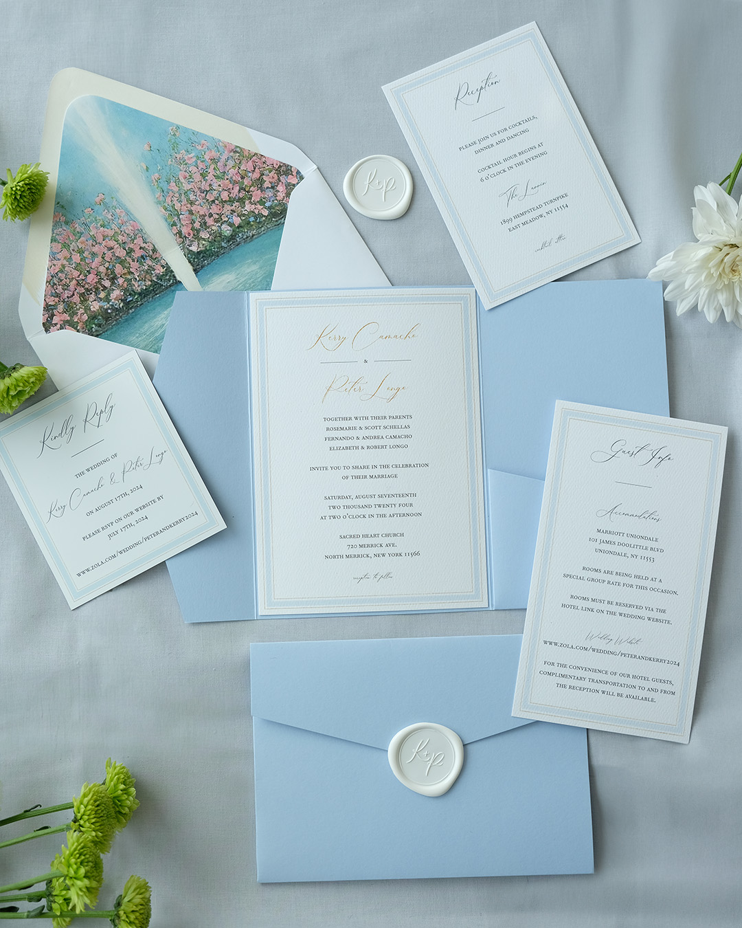 Ethereal blues, golden accents, and a hand-painted liner that feels like a work of art. ✨💌
This bespoke suite was designed to capture romance in every detail — from soft calligraphy to personalized wax seals, creating an invitation that feels as timeless as the love it celebrates.
Because your wedding story deserves stationery that’s just as unforgettable. 🌸💍
#LuxuryStationery #WeddingInvitations #CustomStationery #ElegantWedding #FineArtWedding #LuxuryWeddingInvitations #RomanticWedding #InvitationDesign #WeddingSuite #PastelWedding