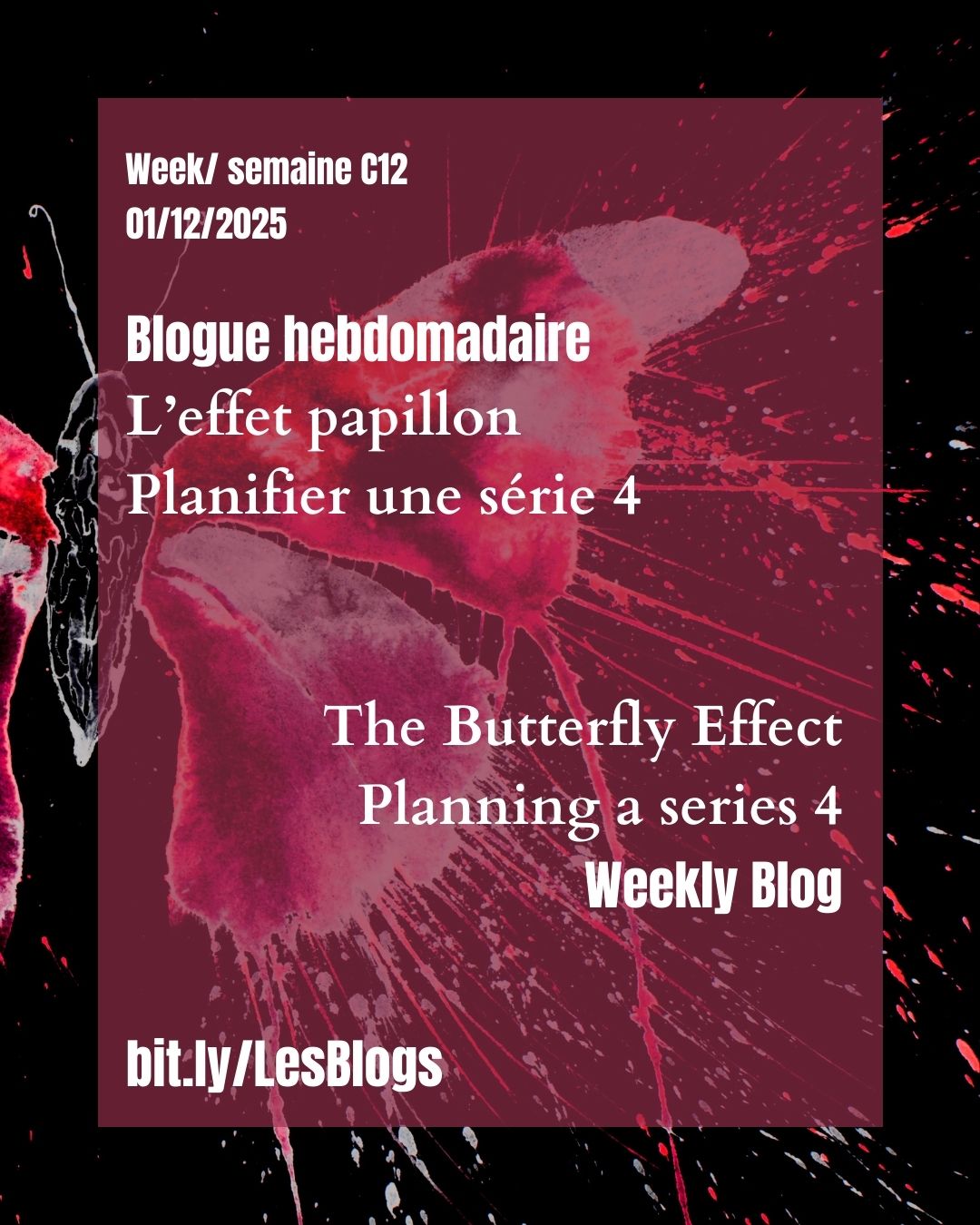 The fiction blog is here! The Anatomy of a Novel, week C. As I'm developing a sci-fi series and we're entering the festive season, I'll be working on a Christmas scene that takes place before the Butterfly Effect. In the Creative Brain series, I promised last week to talk to you about the senses...
Let’s see if I can make sense of senses at Christmas with a poetic fiction.
Find out in the blog!
https://www.abalabee.com/post/planning-a-series-planifier-une-série-5
Le blog fiction est là! L’anatomie d’un roman, semaine C. Comme je développe une série de science-fiction et que nous entrons dans la saison festive, je travaillerai sur une scène de Noel qui se déroule avant l’Effet Papillon. Dans la série du cerveau créatif, j’ai promis la semaine passée de vous parler des sens…
Voyons si je peux donner un sens aux sens à Noël dans une fiction poétique.
Découvrez-le dans le blogue !
https://www.abalabee.com/post/planning-a-series-planifier-une-série-5
Become an Ancilian explorer /Devenez explorateurice ancilian : bit.ly/ABALABEE
Read French Edition / Lisez la série en français: bit.ly/Enfant-Gardien
Tell your story / Racontez votre histoire (30 min free): bit.ly/creativmentor
#abalabee #sciencefantasy #cerveaucréatif #auteurindépendant #bloguefiction #creativebrain #fictionblog #indieauthor
