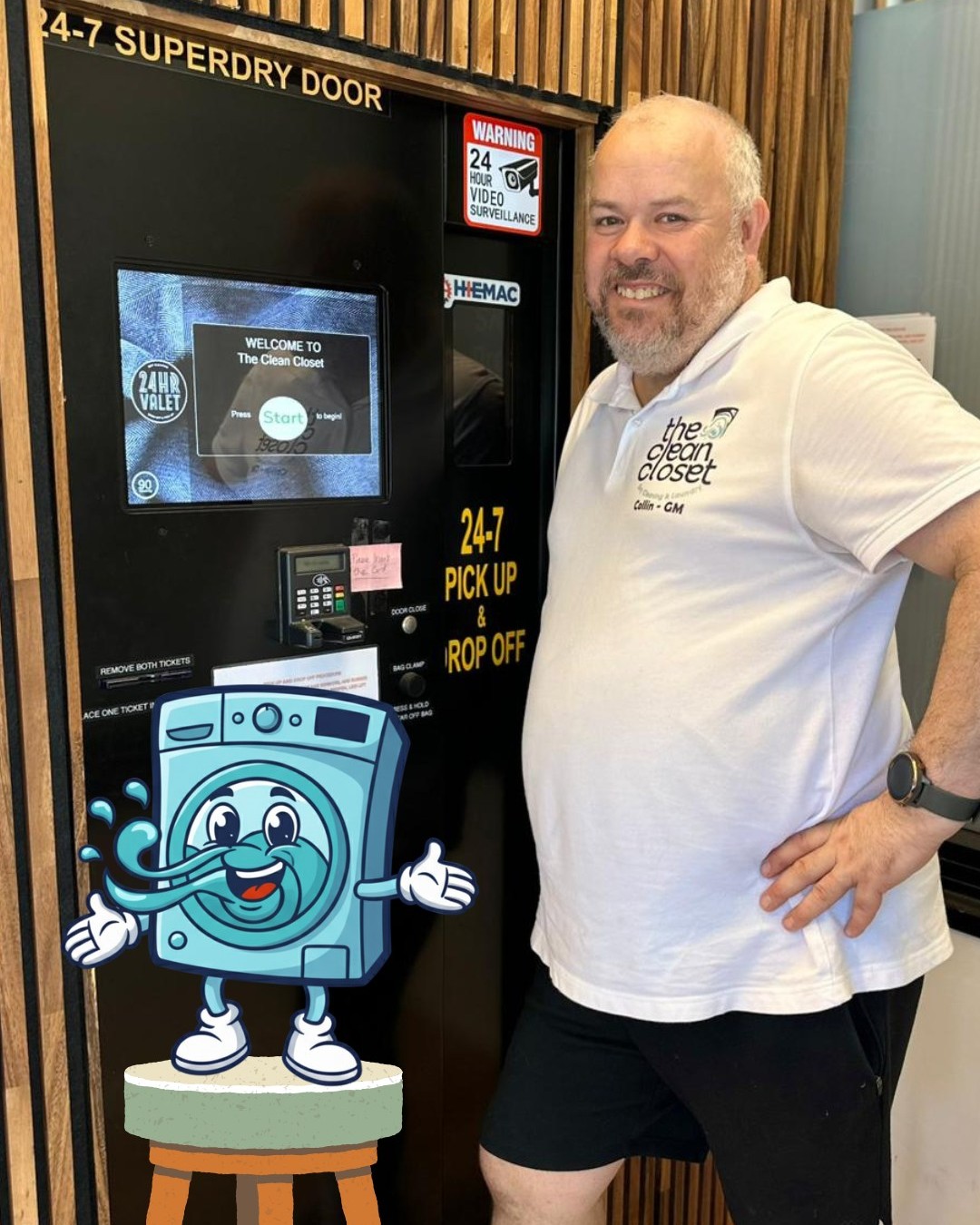 "✨ Meet the Power Duo Behind Canberra’s Most Convenient Laundry Experience! ✨
At The Clean Closet, we’re proud to bring you one of Canberra’s most advanced laundry innovations:
💠 The HEIMAC 24/7 Self-Serve System — your round-the-clock solution for effortless, secure pick-up and drop-off.
Working late? Starting early? Busy with family life?
Your laundry is always welcome here. ✔
Standing proudly beside the system is Colin — our General Manager, the man who keeps everything running smoothly day and night. His dedication is a big part of why The Clean Closet delivers such consistent, high-quality service.
And of course…
🎉 Cleanie, our energetic mascot, is always on duty reminding everyone that laundry doesn’t need to be stressful.
As Cleanie says:
“Leave the dirty work to me — I live for laundry!”
Together, Colin and Cleanie ensure your experience is:
🧺 Fast
🔒 Secure
🤝 Friendly
⏰ Available 24/7
Drop by anytime — we’re always open, always ready, always clean.
📍 54/40 Mort St, Braddon ACT 2612
📞 1300 656 895
📧 braddon@thecleancloset.com.au
#TheCleanCloset #CanberraLaundromat #247Laundry #HEIMACSystem #SelfServeLaundry #DryCleaningCanberra #MeetTheTeam #CleanieSavesTheDay #CanberraSmallBusiness #LaundryMadeEasy