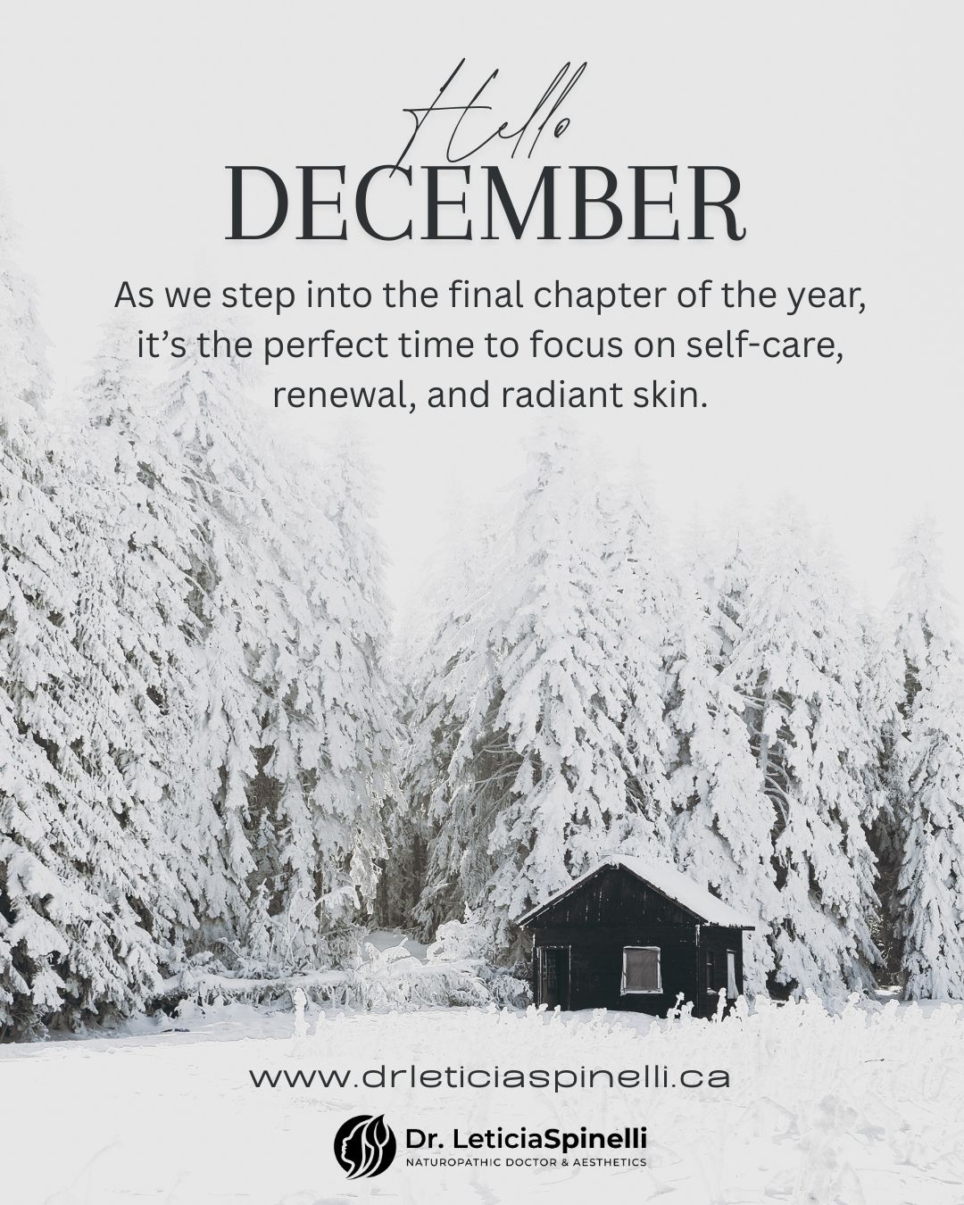 ❄️ Hello, December! ❄️
A new month, a fresh glow.
As we step into the final chapter of the year, it’s the perfect time to focus on self-care, renewal, and radiant skin.
Start December feeling confident, refreshed, and ready for all the celebrations ahead.
#HelloDecember #DrLeticiaSpinelli #DecemberGlow #SkinCareSeason #HolidayReady #FreshStart #RadiantSkin