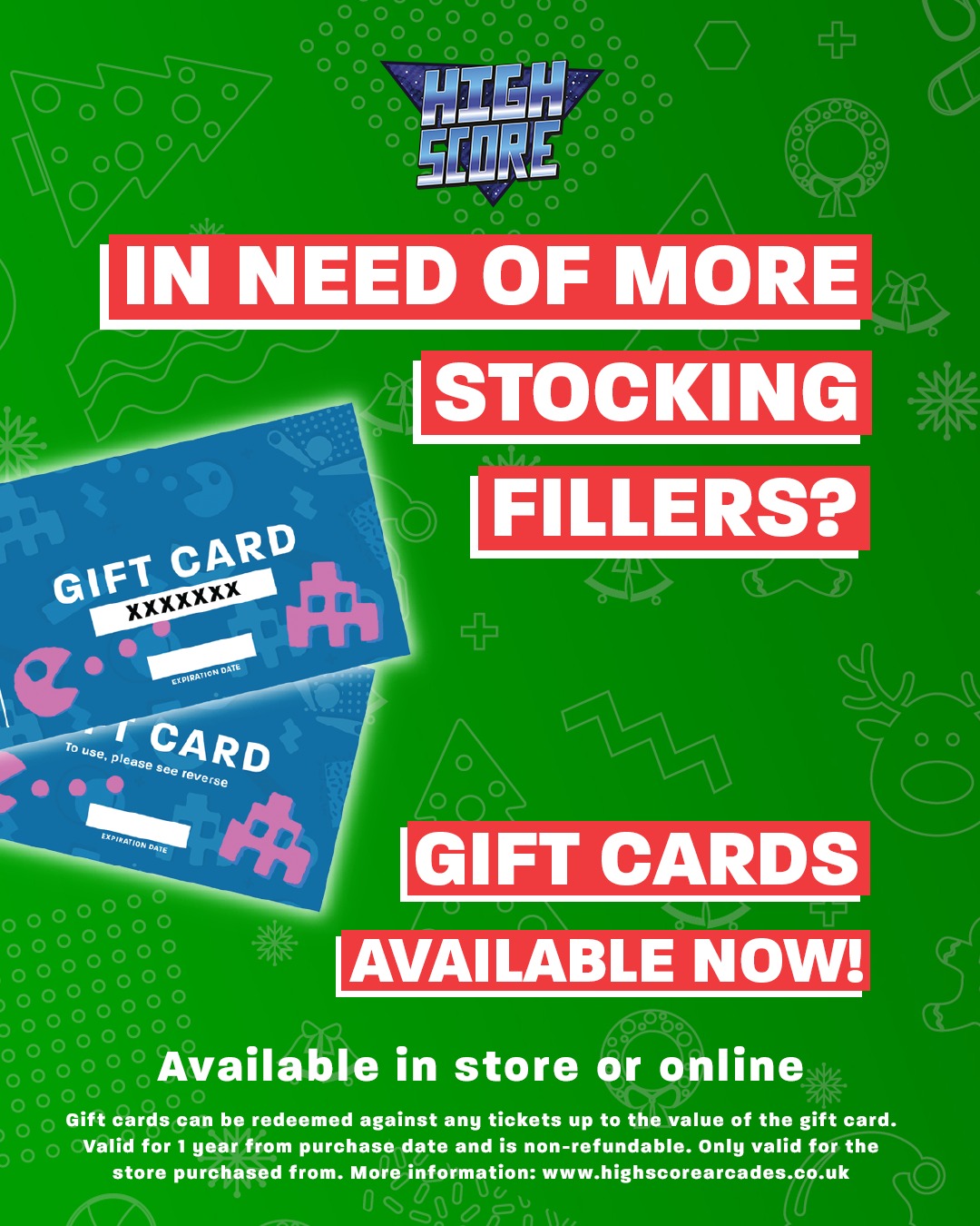 Give the ultimate gift of fun and level up someone's Christmas with our Gift Cards!
A Gift Card for one of our free-play arcades is the perfect present for all your fun-seeking friends and family! Treat a loved one to the High Score experience and a memory they won't forget.
Available in store and online. Link in our bio!
#highscore #highscorearcades #arcadegames #arcade #arcadegame #thingstodo #daysoutwithkids #gamer #retrogamer #sega #familydayout #retrogaming #arcademachine #swindon #thingstodoinpoole #poole #bracknell #newport #worcester #presentideas #stockingfillers