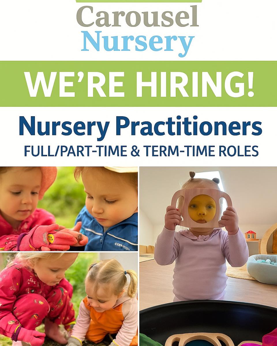🌟 Join Our Carousel Nursery Team! 🌟
Are you passionate about helping little ones learn, grow, and thrive?
At Carousel Nursery we’re looking for enthusiastic and caring team members to join us!
✨ We’re recruiting:
• Full-Time Nursery Practitioners
• Part-Time Nursery Practitioners
• Term-Time Only Roles Available
👶 What you’ll be doing:
• Supporting children’s learning and development through play and exploration.
• Helping to create a safe, stimulating, and inclusive environment.
• Building positive relationships with children, families, and colleagues.
• Making a real difference to children’s early years every single day!
💡 What we’re looking for:
• A caring, child-focused approach.
• A minimum Level 2 Early Years qualification (Level 3 desirable).
• Passion for learning through play and supporting children’s development.
• A reliable, positive team player who loves to make a difference.
🌳 Why Join Carousel Nursery?
• A warm, family-run nursery where every team member matters.
• Support for training and development.
• A fun, nurturing, and creative workplace (think forest school, sensory play, and endless curiosity!).
📍 Location: Carousel Nursery, Deeping St James
💌 Apply now!
If you’d like to be part of our team, please click the link to the Indeed advert (https://uk.indeed.com/job/early-years-practitioner-42b4810b84f327ae) or email: info@carousel-nursery.com.