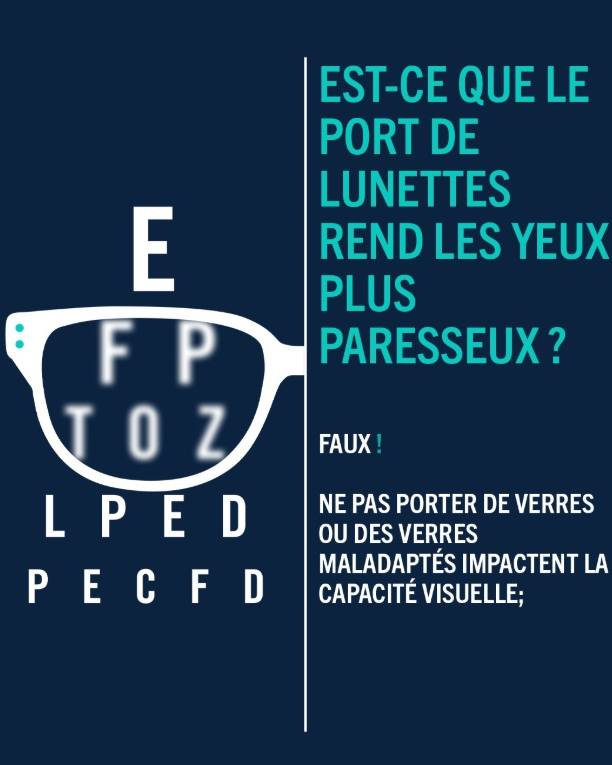 "L'œil est un muscle qui a besoin d'être exercé".
C'est une phrase que l'on entend souvent et qui sous-entend que l'on exerce ses yeux en laissant ses lunettes de côté.
Selon ce mythe, le port de lunettes rendrait l'œil plus paresseux et en se relâchant diminuerait la capacité visuelle sur le long terme. Mais est-ce vraiment vrai ?
Non, il faut réfuter ce mythe !C'est le contraire qui est vrai : La presbytie peut être aggravée par le fait de ne pas porter de lunettes ou de porter des lunettes mal prescrites.
www.lentisopticien.com
#Brignais #stgenislaval #mornant #vourles #Charly #charly #orlienas #beauvallon #montagny #montsdulyonnais #verresprogressifs #Verresprogressifs #fatiguevisuelle #fatigue #fatigue #fatigué