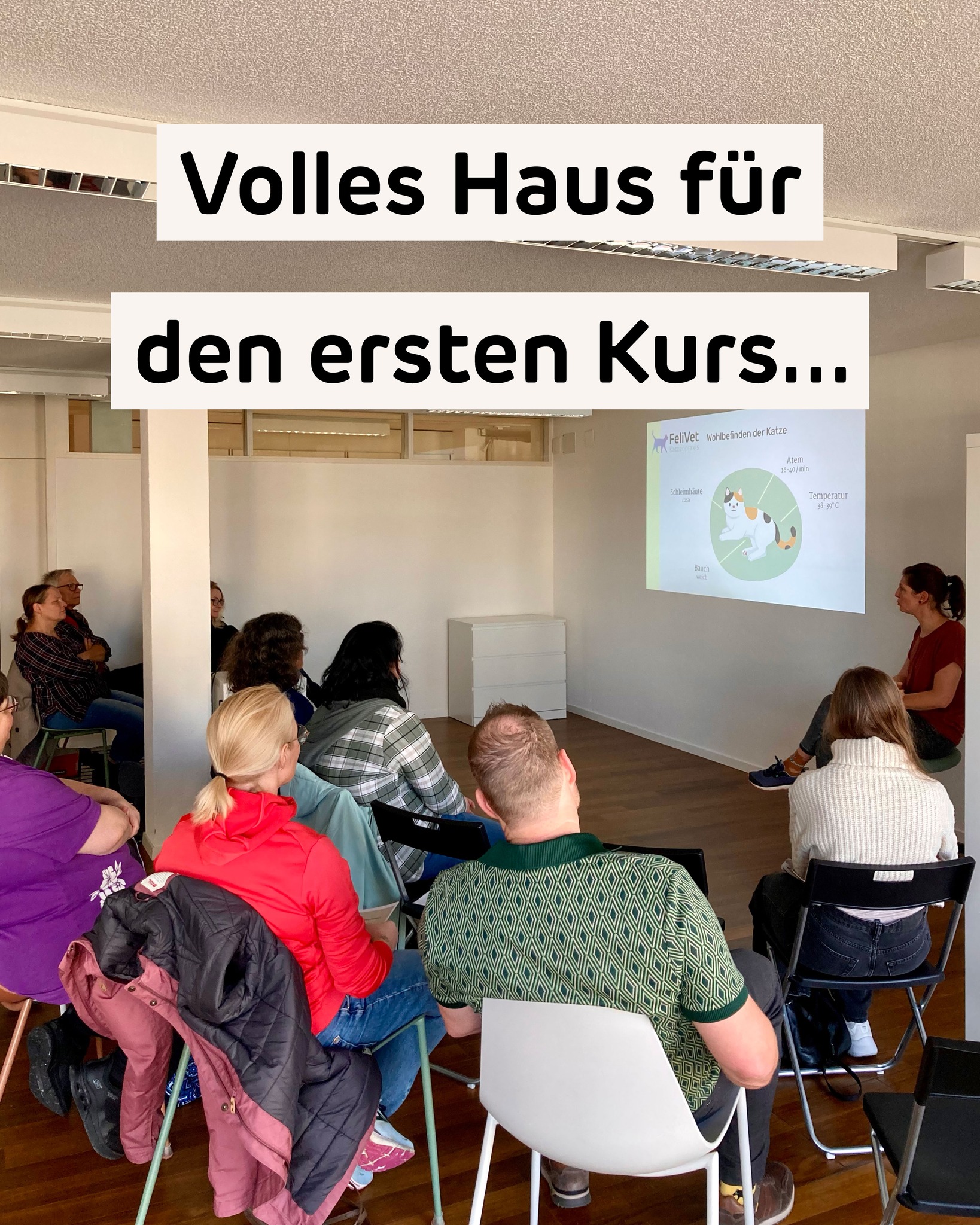 😻 Unser erster Katzen-Notfall-Kurs heute Nachmittag war ein voller Erfolg! Carol Zahnd führte durch zehn typische Notfall-Geschichten, wie sie sie als Tierärztin immer wieder sieht.
Für die Teilnehmenden gab es viel Information und Austausch, fürs Büssi zuhause einen kleinen "Gruss aus der Praxis" – eine getrocknete Matatabi- bzw. Silvervine-Frucht. Das ist eine spezielle Kiwi mit Katzen-betörender Wirkung. Wir haben schon jetzt Rückmeldung erhalten, dass die Katze enormen Spass damit hat. 😸
Bei guter Stimmung, Punsch und Gebäck kam auch einiges für die Kollekte zusammen. Sie geht an @handicapcats.ch. Ihre wichtige Arbeit kam auch in Carol Zahnds Notfall-Geschichten immer wieder vor. Das unterstützt man gerne! 💕
Der nächste Kurs findet am 13. Dezember statt. Es geht ums Thema "Richtig mit Katzen spielen" – dort basteln wir gemeinsam ein noch etwas grösseres Geschenkli für die Katze. Es sind noch ein paar letzte Plätze frei: www.felivet.cat/kurs (klickbar in unserer Bio)