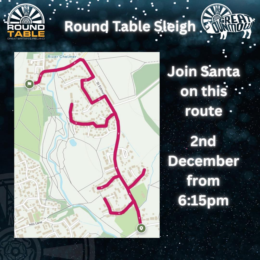 ๐
SANTAโS COMING!! ๐
Tonight (2nd December) from 6:15pm.
St Edmunds Lane, Riverside, Windmill Close, Brick Kiln Farm, Church End, Church Street, Lime Tree Hill
Remember as well as charity cash donations we are also collecting food for Uttlesford Foodbank and NEW toys for The Braintree Salvation Army.
Spread the word by commenting below ๐๐ผ and track Santa at www.dunmowsanta.co.uk