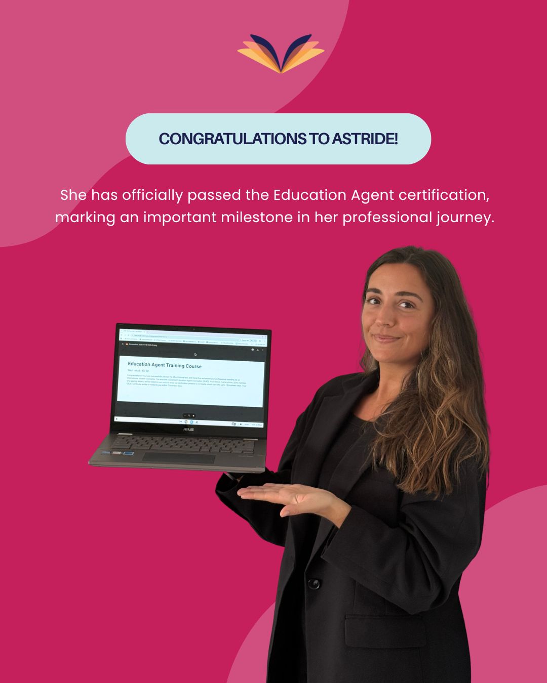 Big congratulations to Astride! 🎉
Congratulations to Astride for successfully passing the Education Agent certification test! This is an important milestone and a testament to her professionalism and hard work 💪💪💪